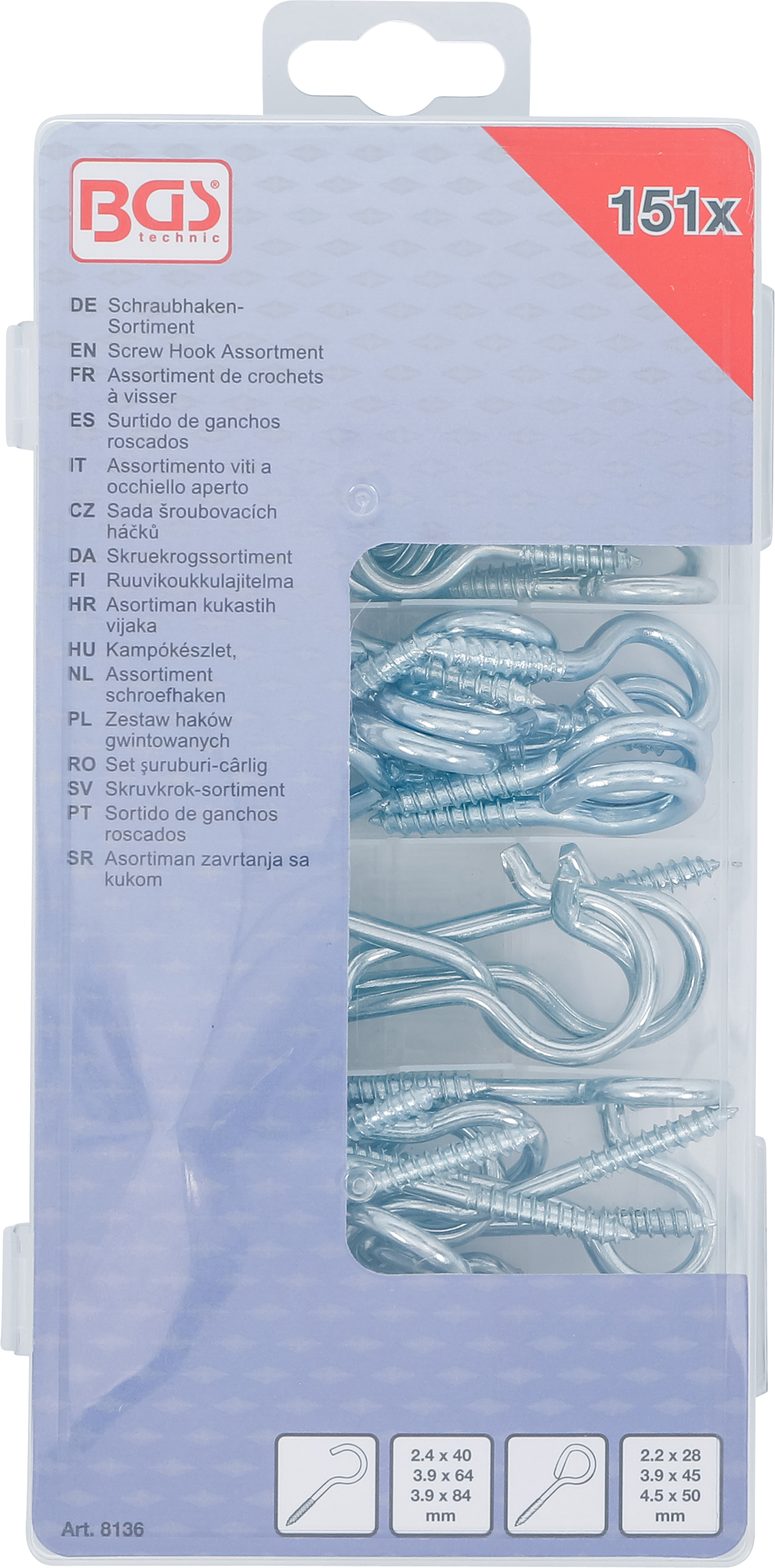 BGS Schraubhaken-Sortiment | 151-tlg.