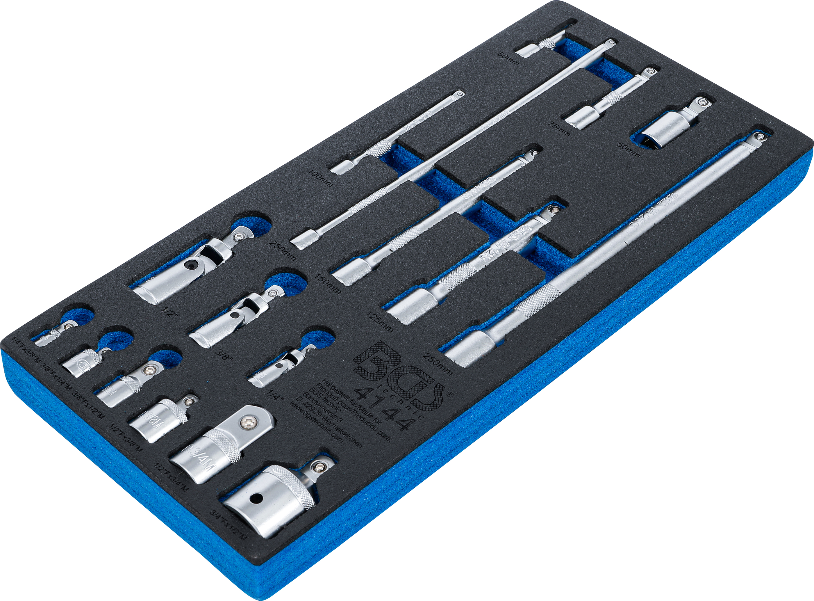 BGS Werkstattwageneinlage 1/3: Verlängerungs-, Adapter- und Gelenk-Satz | 17-tlg.