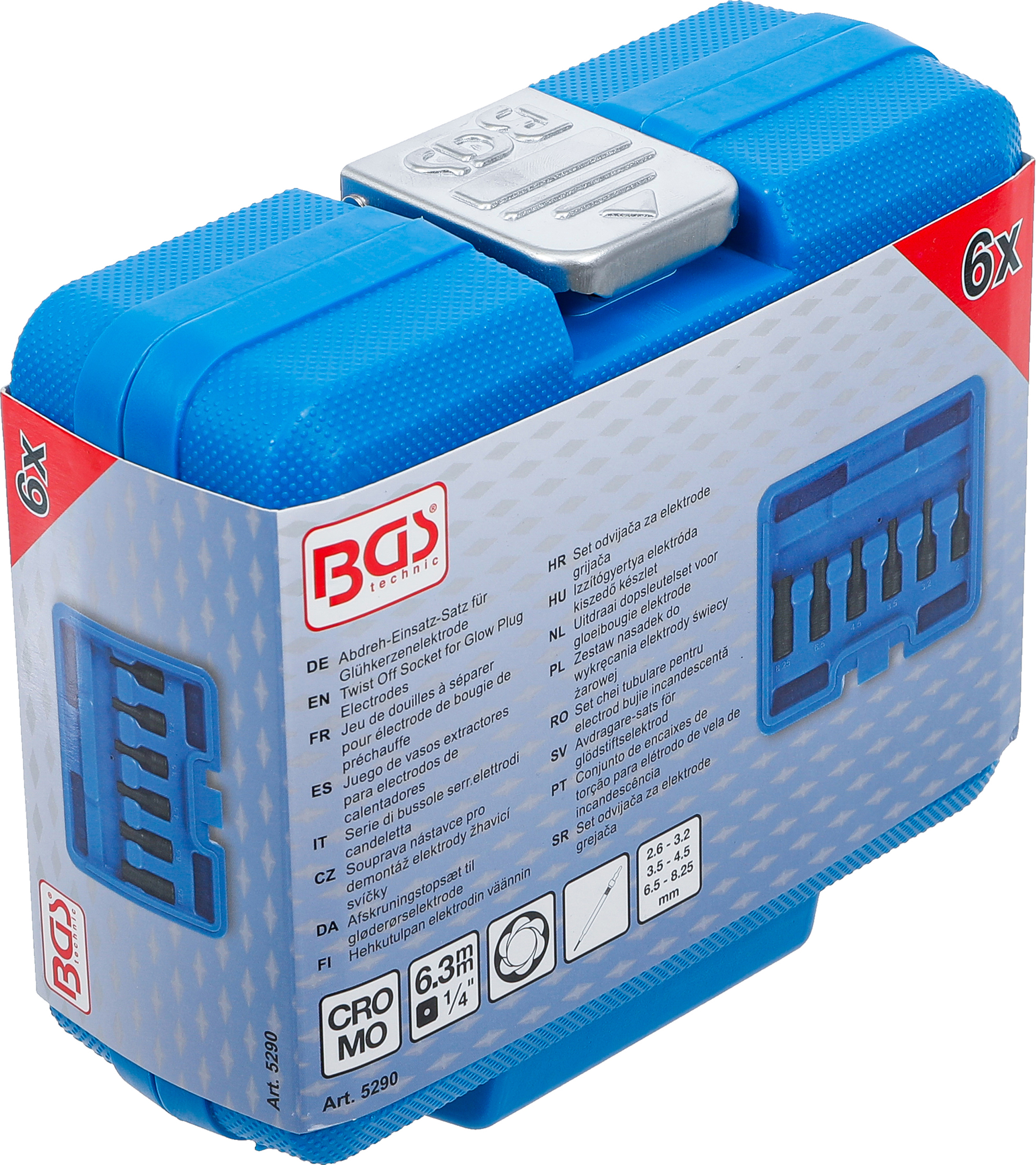 BGS Abdreh-Einsatz-Satz für Glühkerzenelektrode | Antrieb Innenvierkant 6,3 mm (1/4") | 6-tlg.