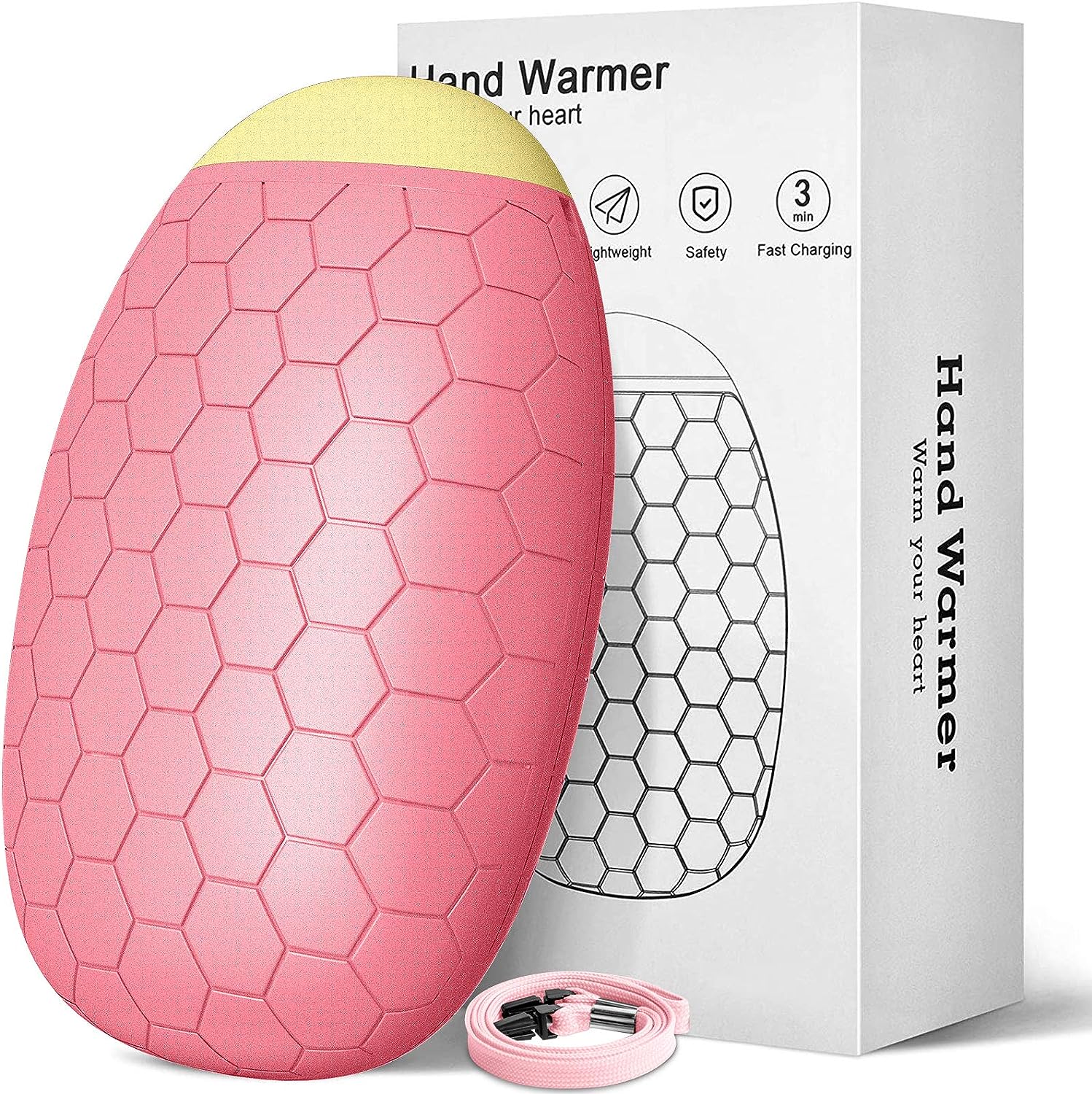 T98 Wiederverwendbar Handwärmer, Schnelle Heizung Taschenofen mit Flanell Tasche und Lanyard, Handheizung Tragbare Taschenwärmer Ideales Wintergeschen