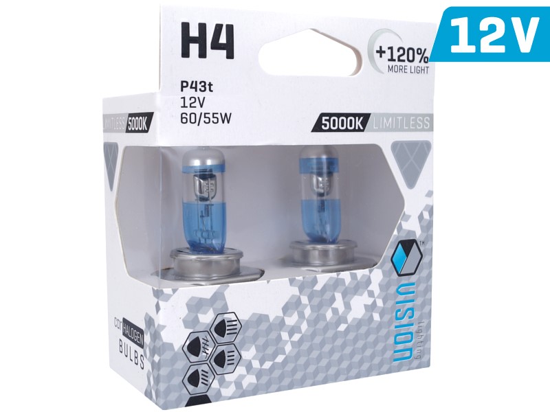 Vision H4 Limitless White Halogen Autolampe +120% Licht 2er