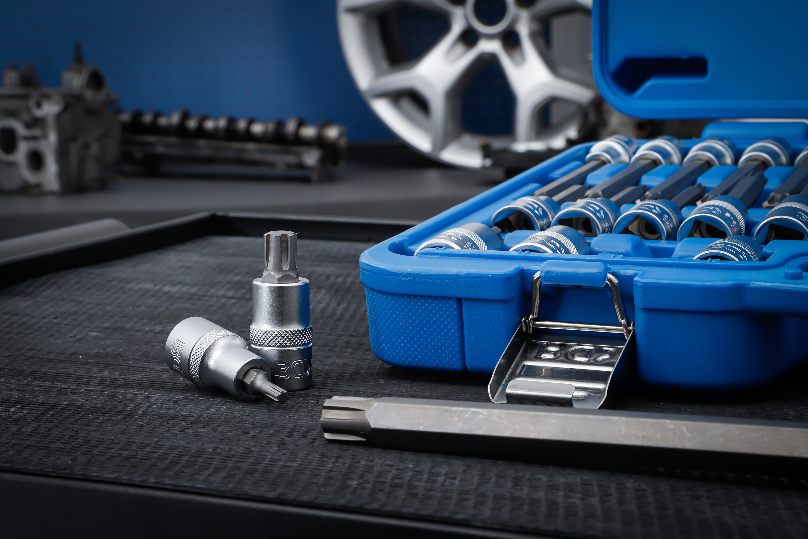 BGS Bit-Einsatz-Satz | Antrieb Innenvierkant 12,5 mm (1/2") | Keil-Profil (für RIBE) | 32-tlg.