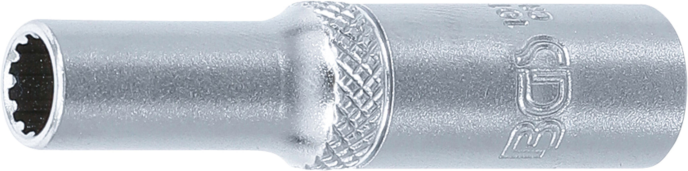 BGS Steckschlüssel-Einsatz Gear Lock, tief | Antrieb Innenvierkant 6,3 mm (1/4") | SW 6 mm