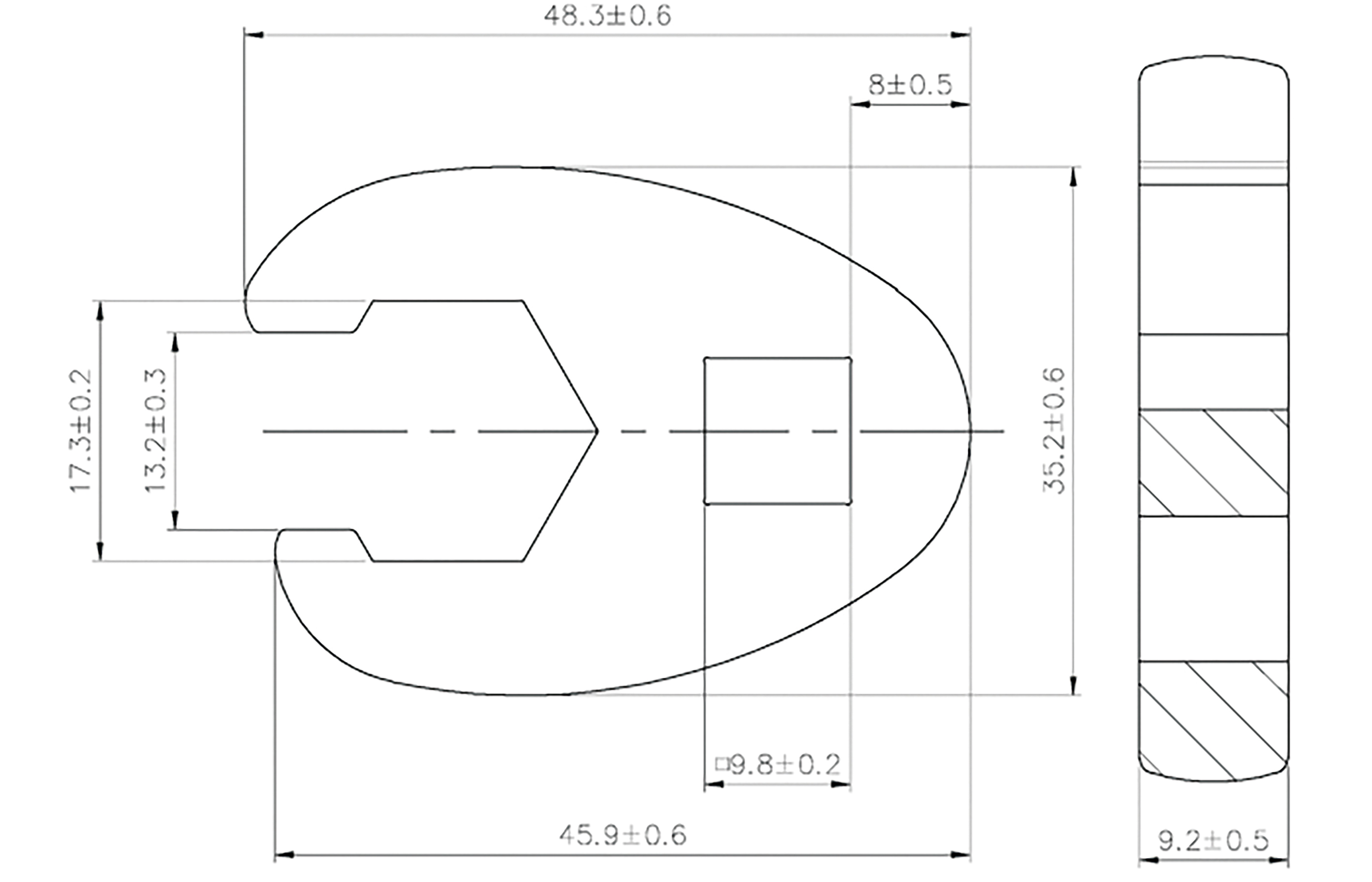 BGS Hahnenfußschlüssel | Antrieb Innenvierkant 10 mm (3/8") | SW 17 mm
