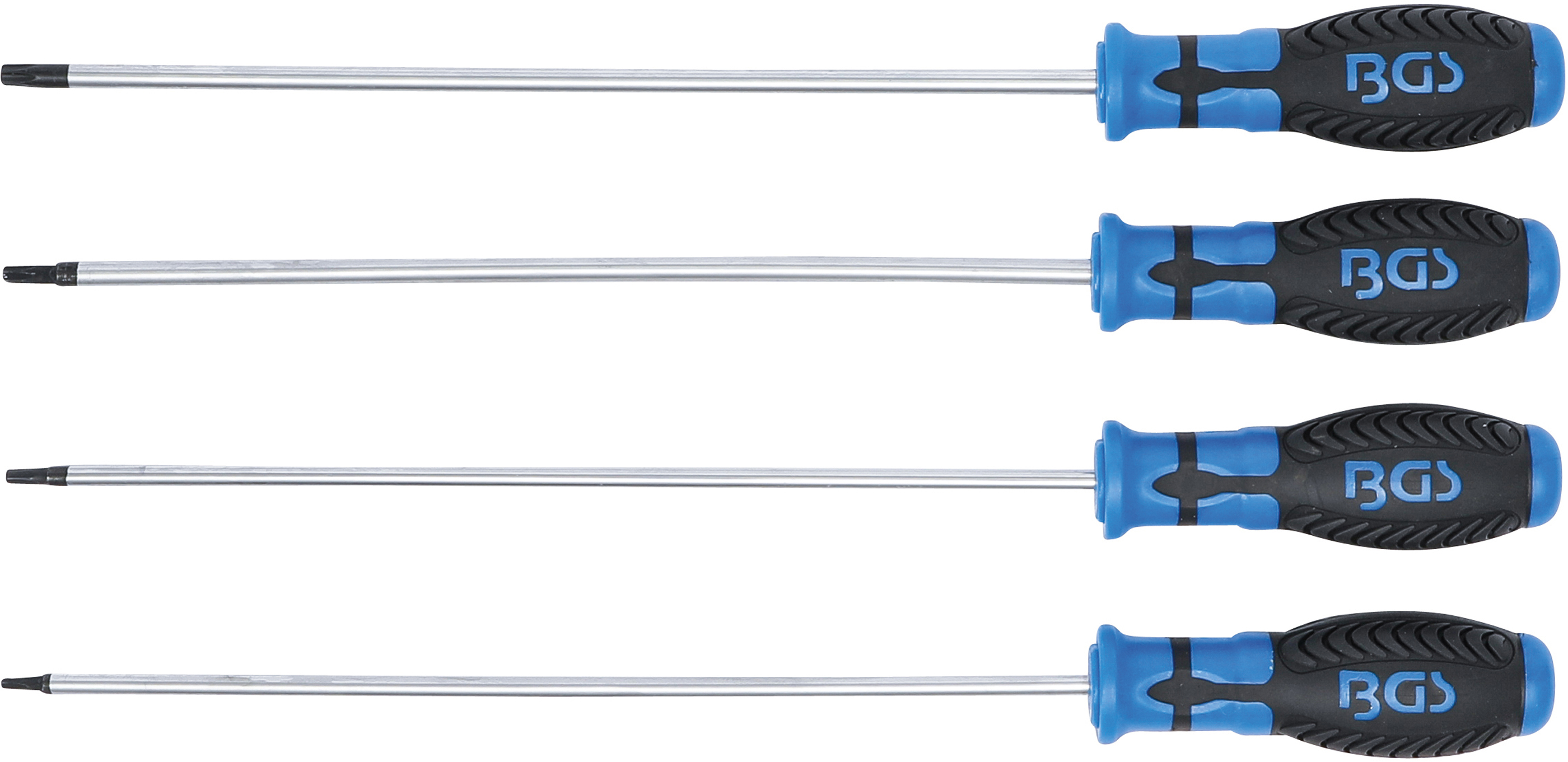 BGS Schraubendreher-Satz, extra lang | T-Profil (für Torx) | T15 - T30 | 4-tlg.