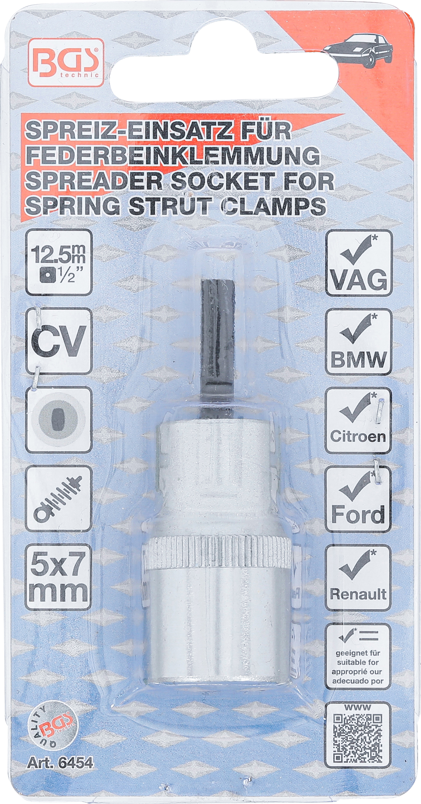 BGS Spreiz-Einsatz für Federbeinklemmung | Antrieb Innenvierkant 12,5 mm (1/2") | 5 x 7 mm