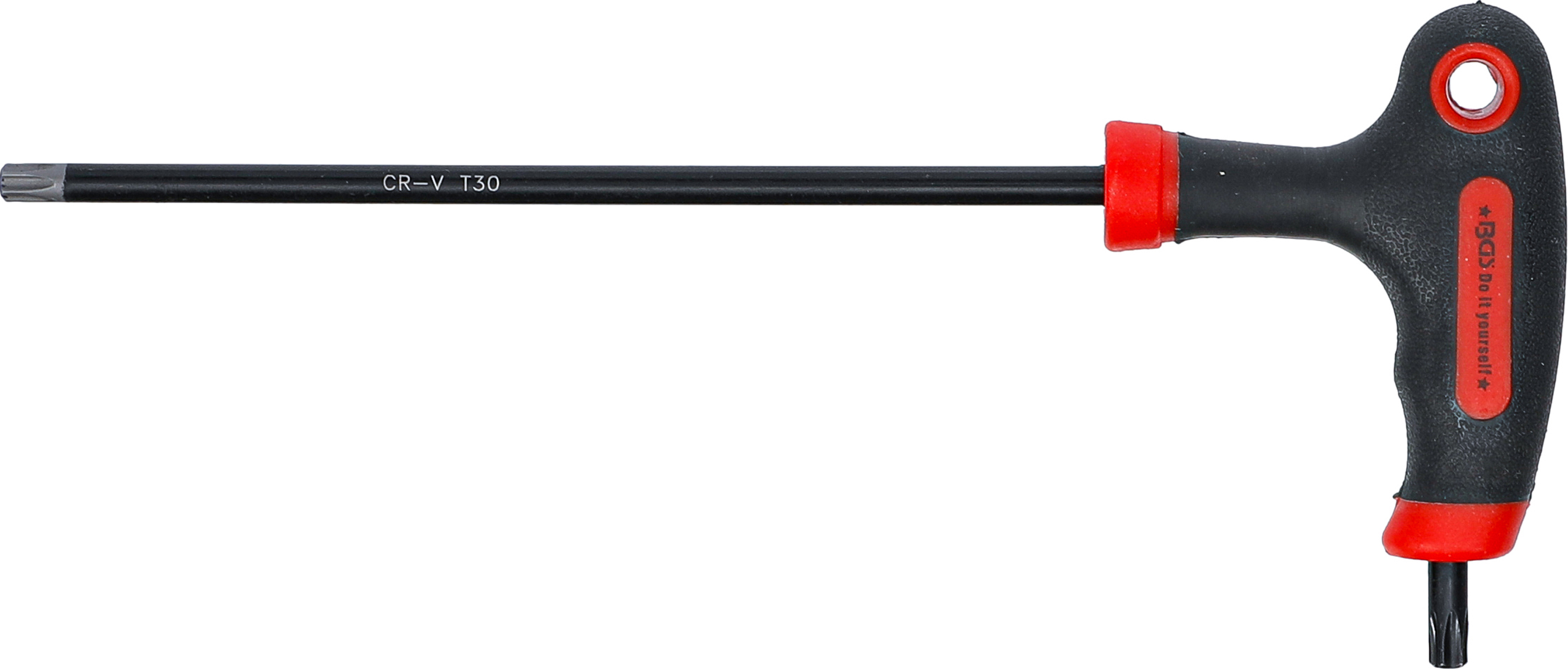 BGS Schraubendreher mit T-Griff und seitlicher Klinge | T-Profil (für Torx) mit/ohne Bohrung T30