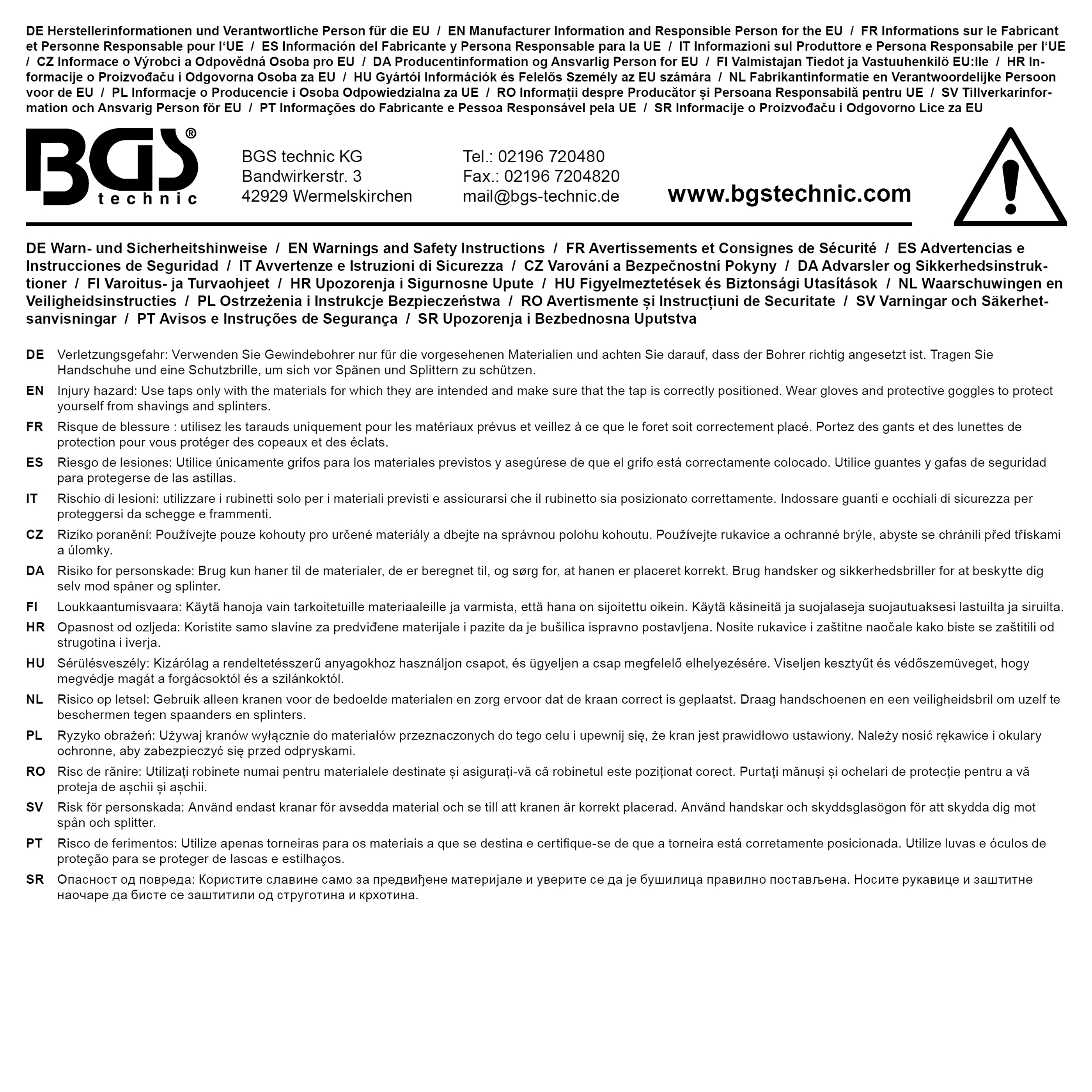 BGS STI-Einschnitt-Gewindebohrer | HSS-G | M24 x 2.0