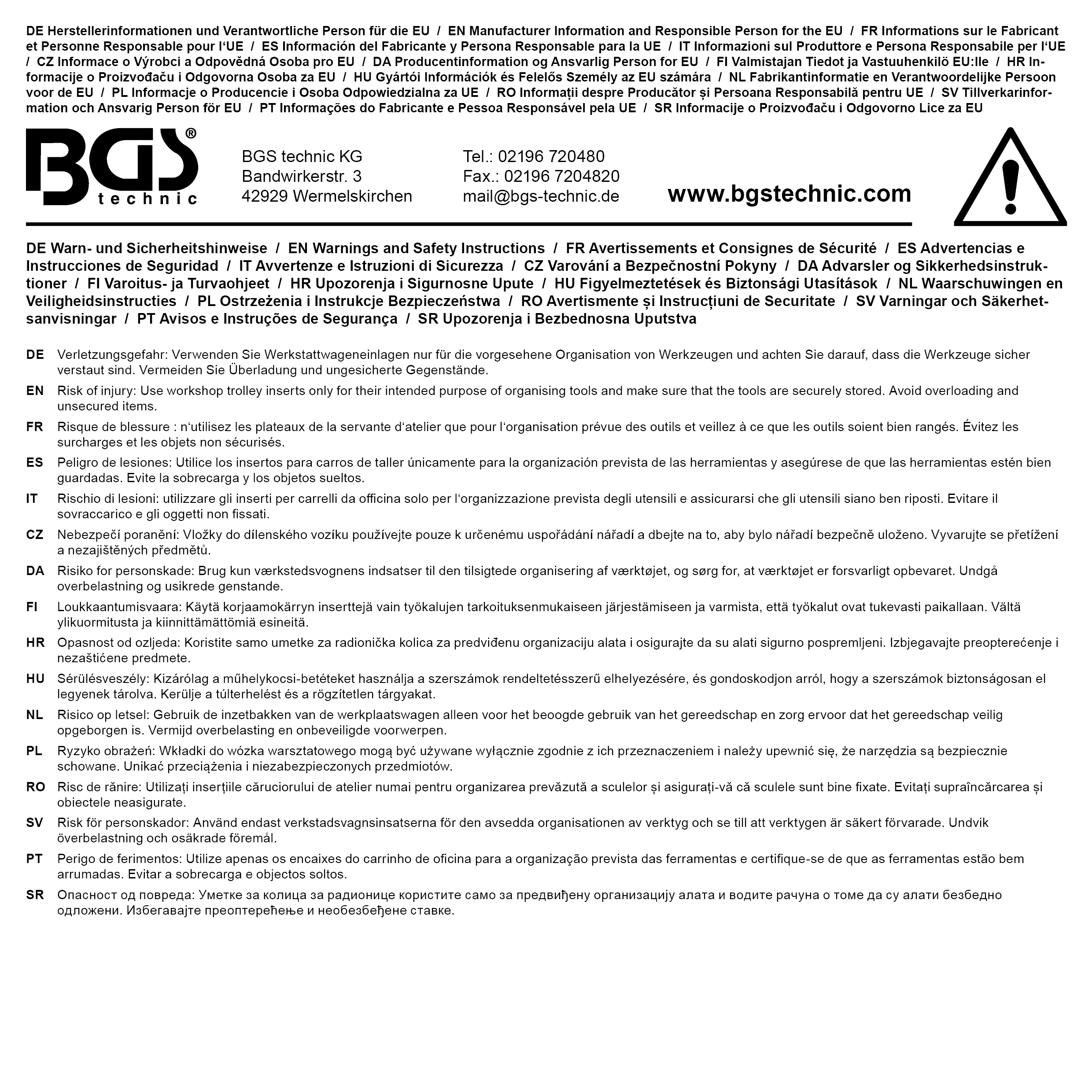 BGS Werkstattwageneinlage 3/3: Motor-Einstellwerkzeug-Satz | für Ford, VW, Seat, Mazda, Volvo
