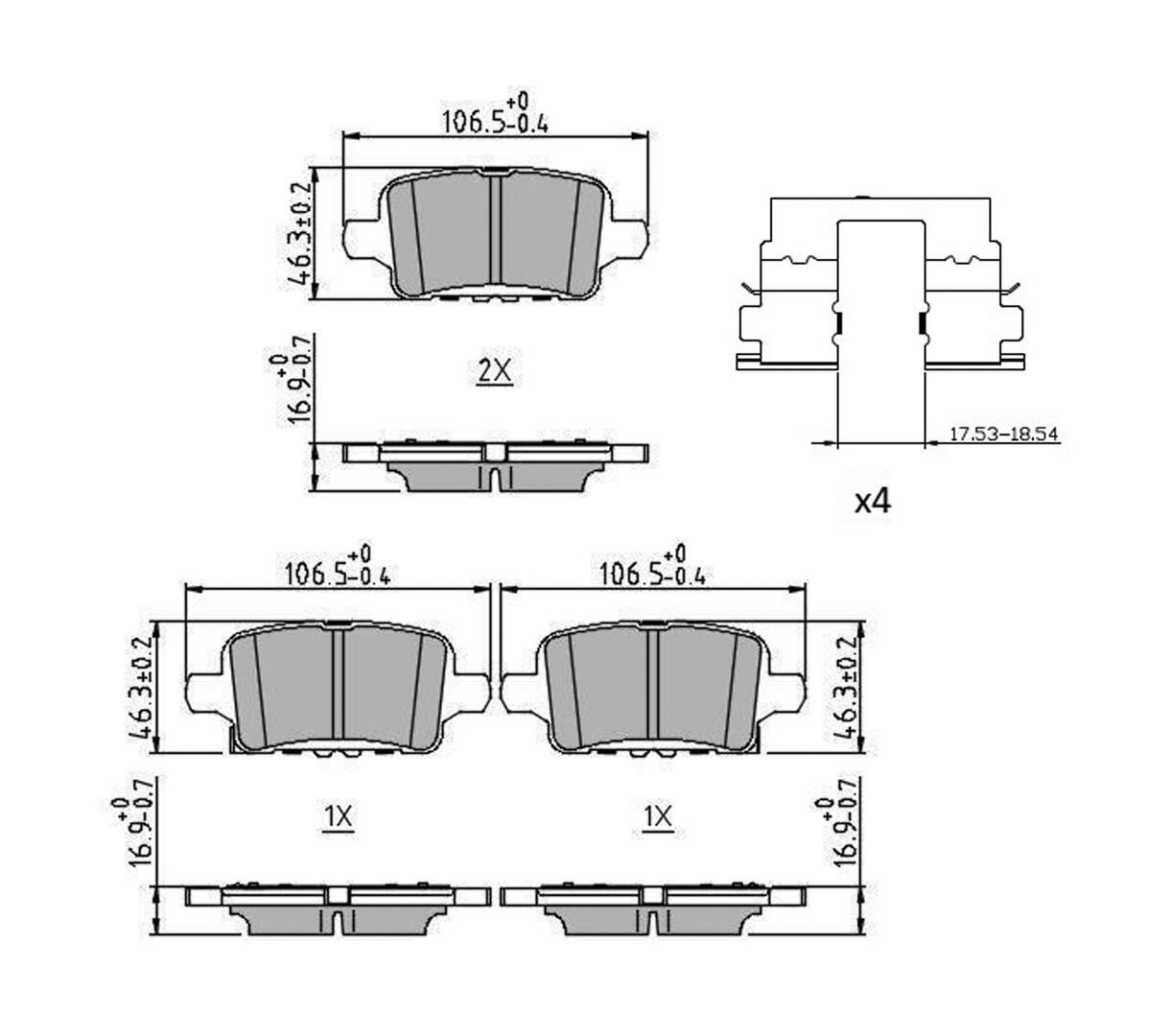 Bremsbelagsatz, Scheibenbremse