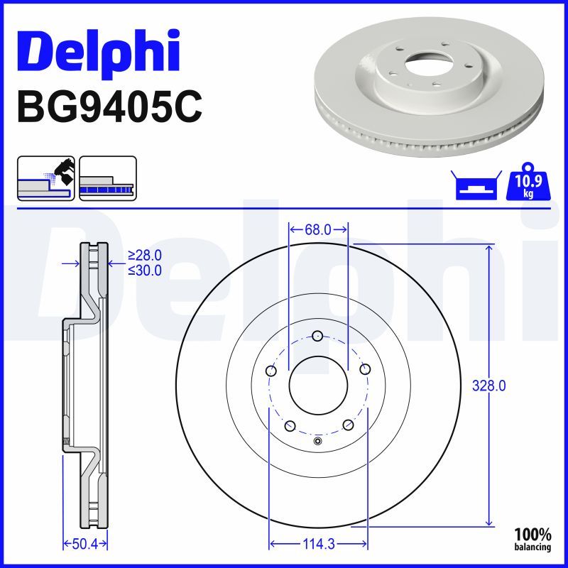 Bremsscheibe “DELPHI belüftet , 5 , R90 Homologated ”