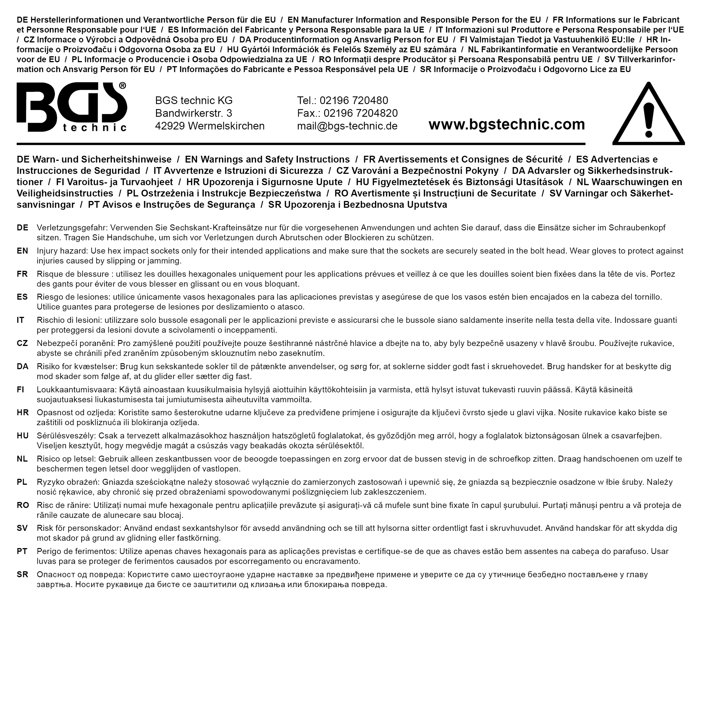 BGS Kraft-Steckschlüssel-Einsatz Sechskant, tief | Antrieb Innenvierkant 25 mm (1") | SW 105 mm