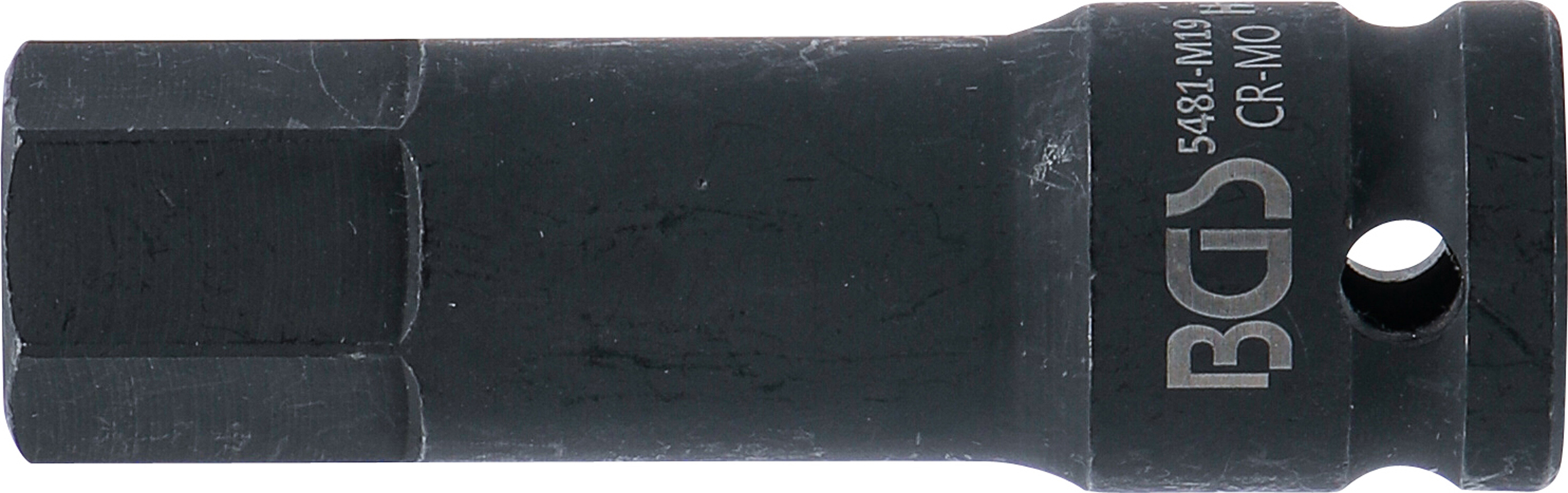 BGS Kraft-Bit-Einsatz | Länge 75 mm | Antrieb Innenvierkant 12,5 mm (1/2") | Innensechskant 19 mm