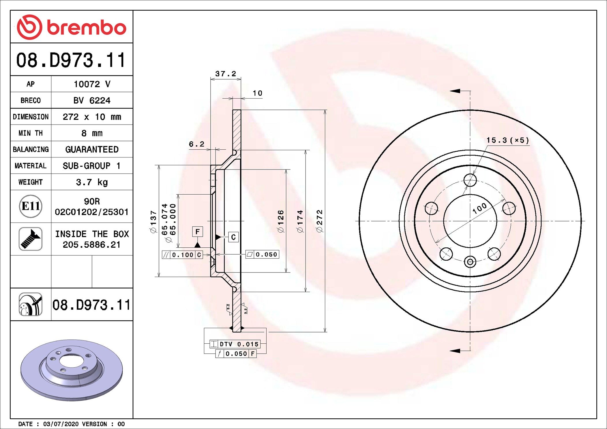 Bremsscheibe hinten L/R passt zu: AUDI A1; VW POLO VI 1.0-2.0 06.17-