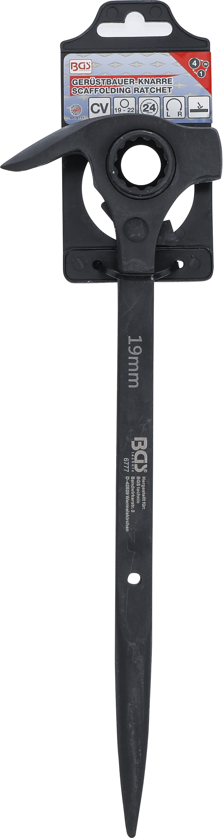 BGS Gerüstbauer-Knarre | 4-in-1 | SW 19 x 22 mm