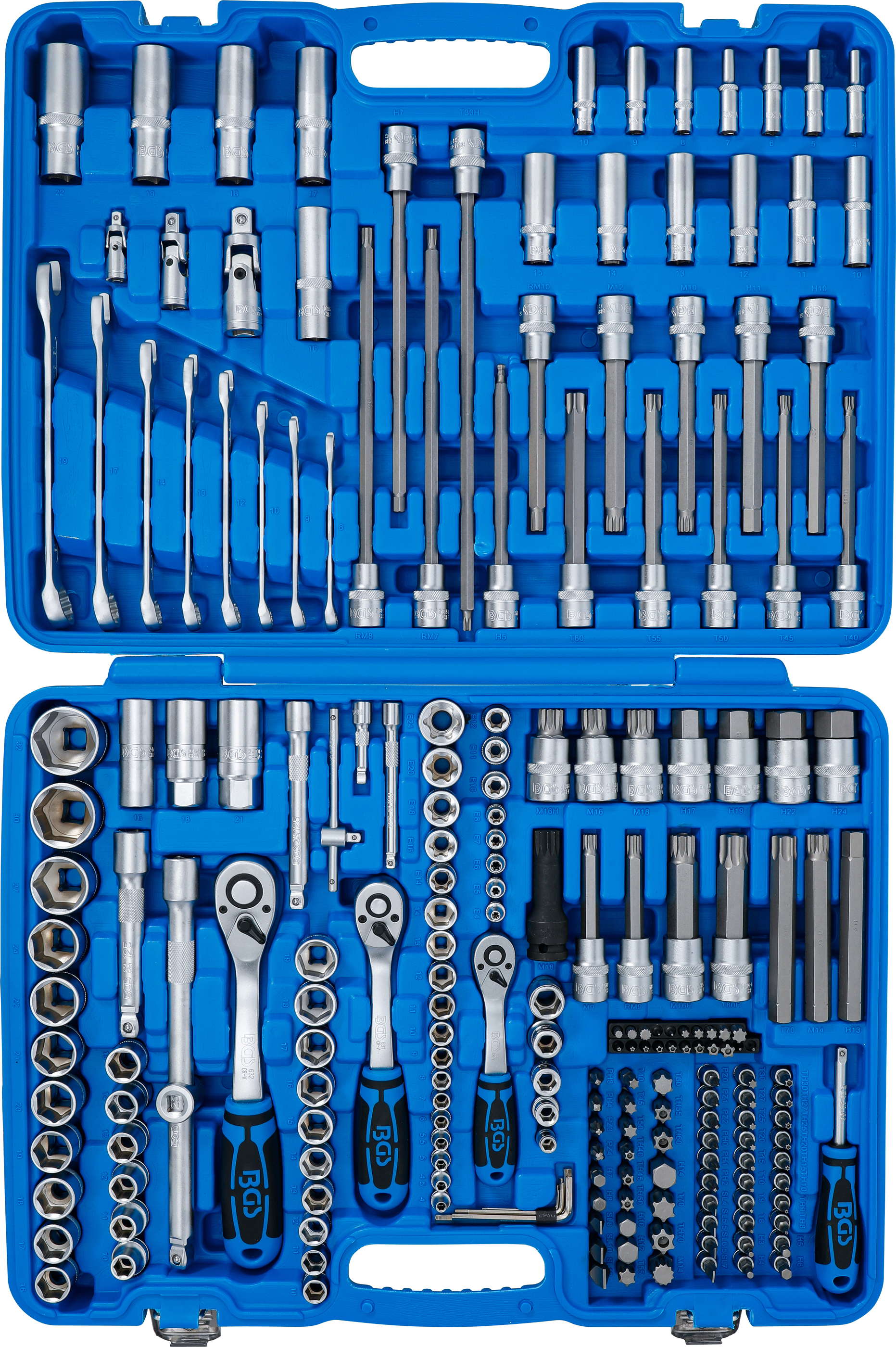 BGS Steckschlüssel-Satz Sechskant | Antrieb 6,3 mm (1/4") / 10 mm (3/8") / 12,5 mm (1/2") | 214-tlg.