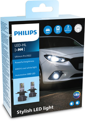 Philips LED H4 12V/24V 21W Autolampe Glühbirne Ultinon Pro3022 HL 2er Set