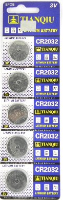 Knopfzelle CR2032 Batterie 5er Pack
