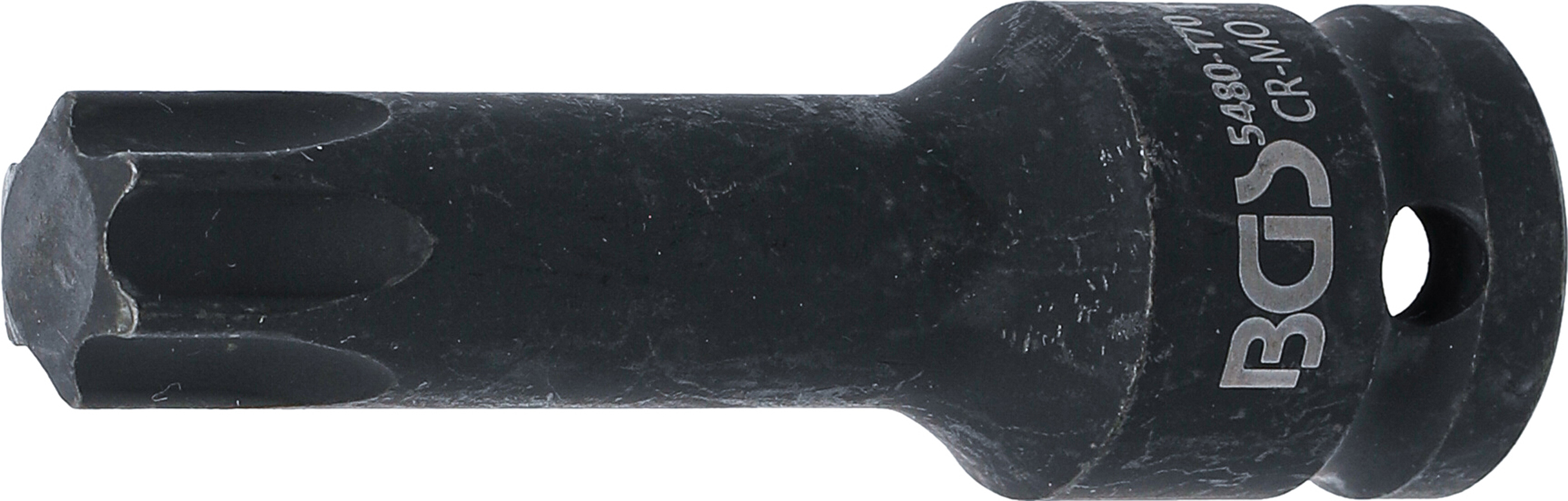 BGS Kraft-Bit-Einsatz | Länge 75 mm | Antrieb Innenvierkant 12,5 mm (1/2") | T-Profil (für Torx) T70