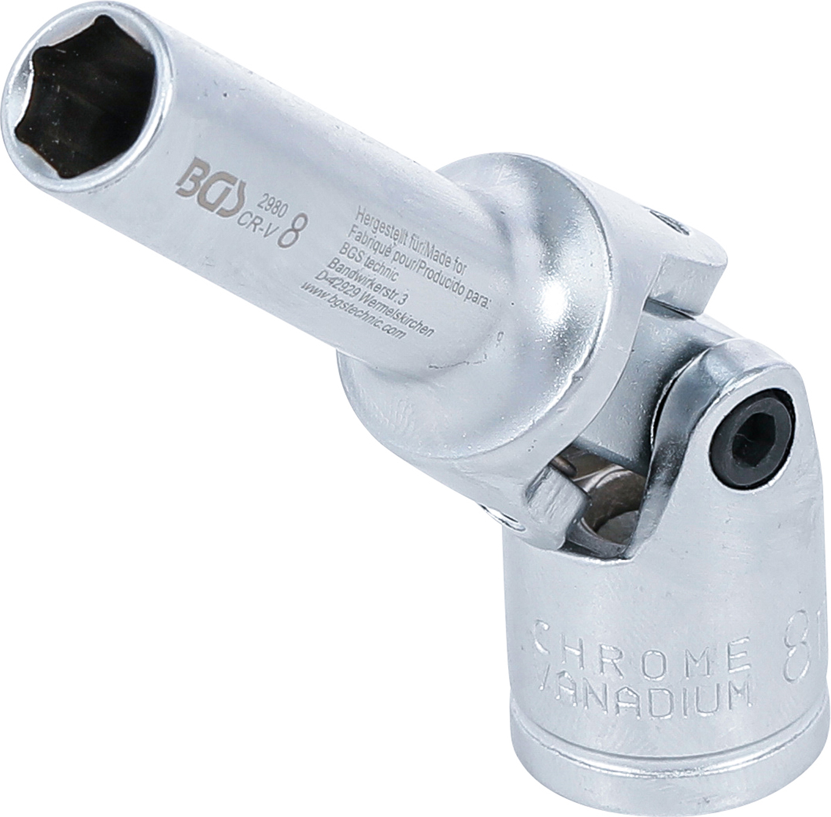 BGS Glühkerzen-Gelenk-Einsatz Sechskant | Antrieb Innenvierkant 10 mm (3/8") | SW 8 mm