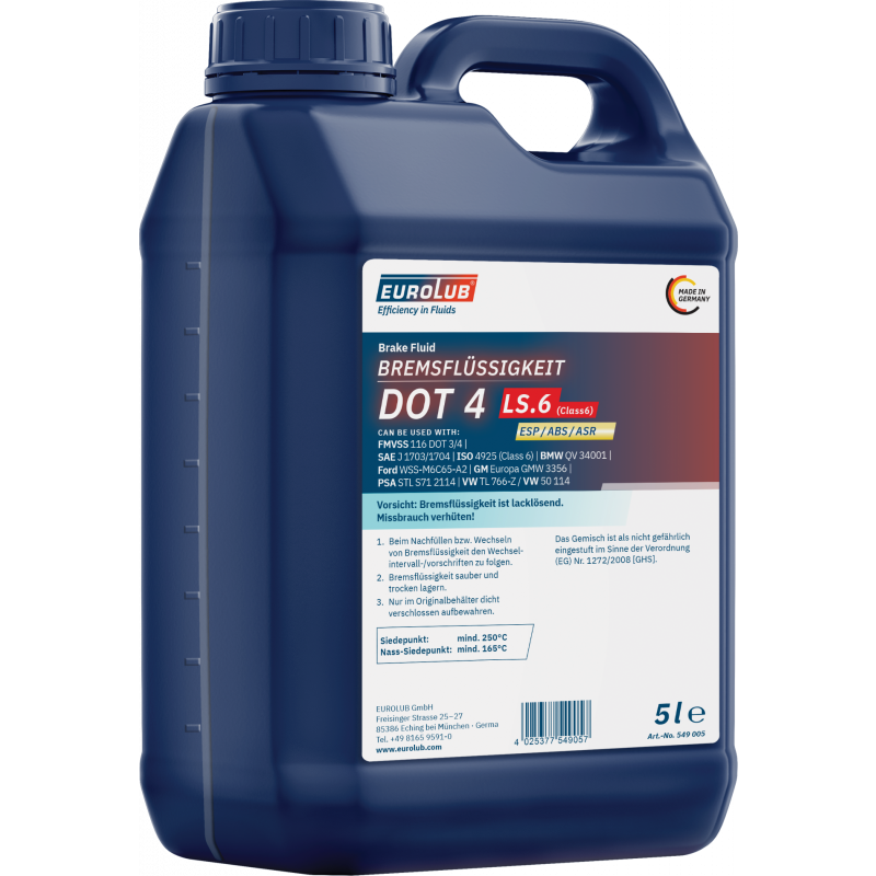 Eurolub Bremsflüssigkeit DOT-4 LS.6 (Class 6) Brake Fluid 5 Liter