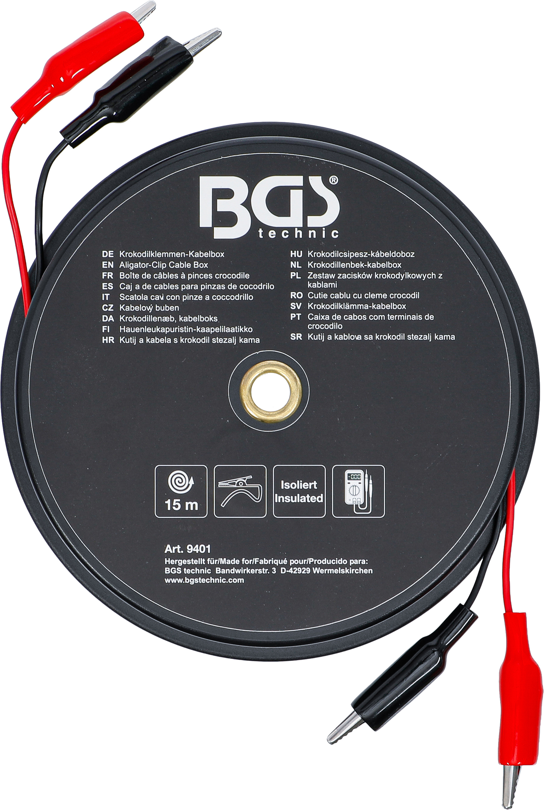 BGS Krokodilklemmen-Kabelbox | 15 m