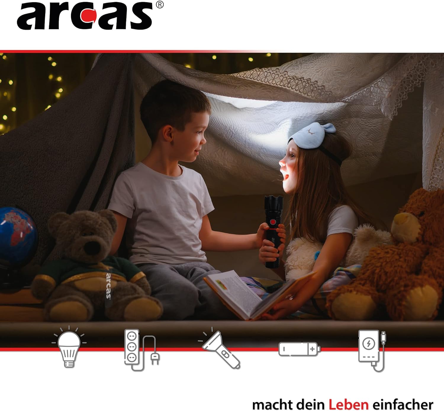 Arcas 3 in 1 LED Leuchte Taschenlampe 350 Lumen schwarz