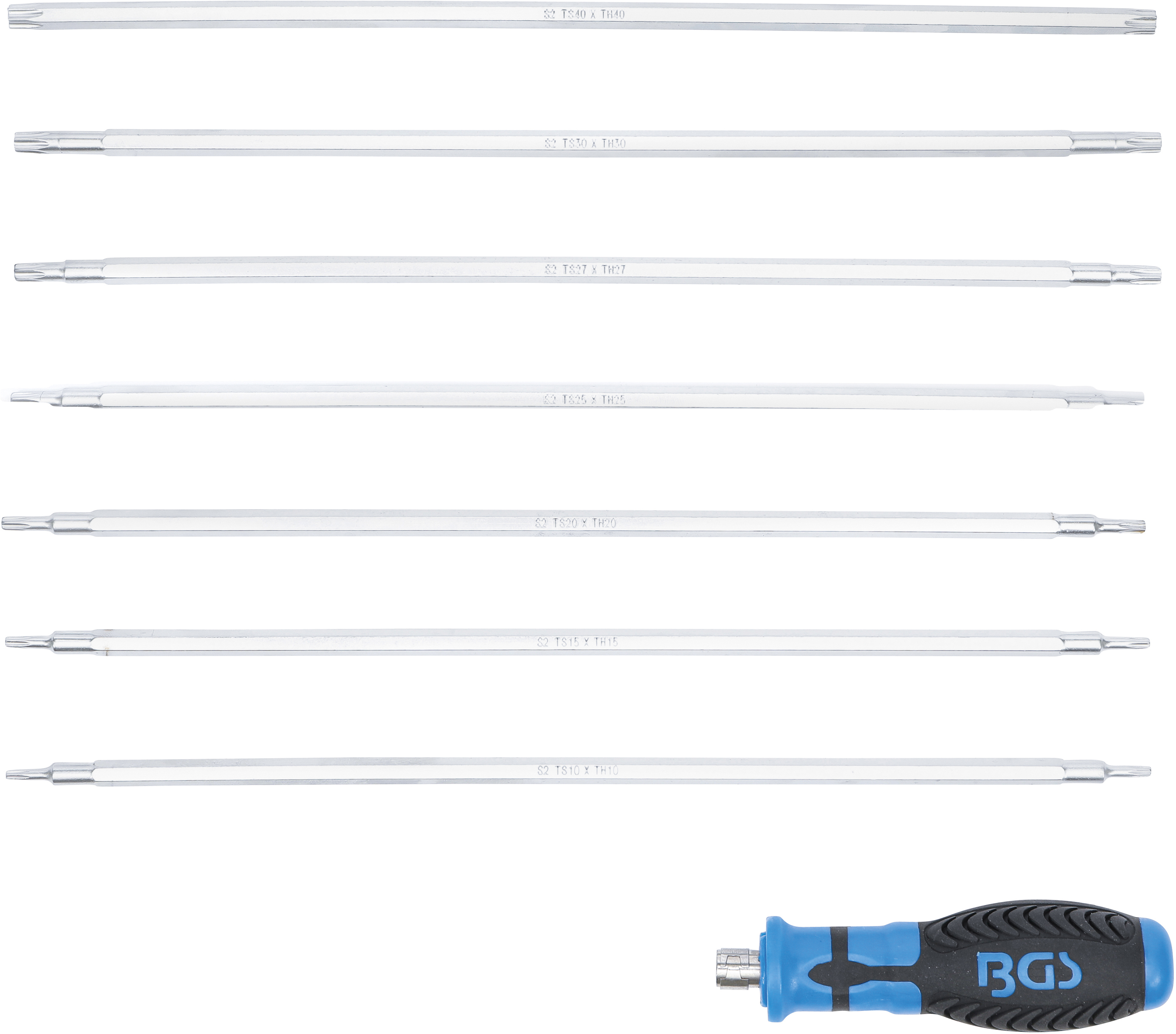 BGS Schraubendreher-Satz mit Wechselklingen | T-Profil (für Torx) / T-Profil (für Torx) mit Bohrung | 8-tlg.