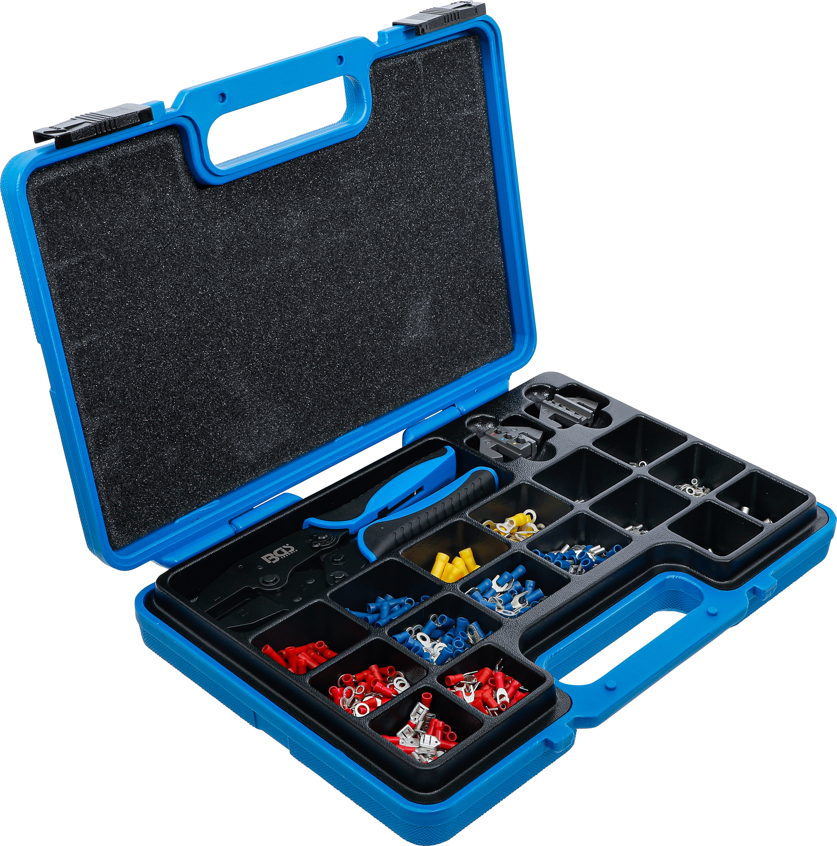 BGS Crimpzangen-Satz | mit 2 Paar Backen | mit Kabelschuh-Sortiment | 1000-tlg.