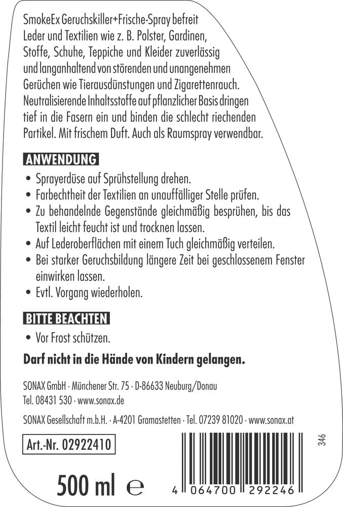 Sonax SmokeEx Geruchskiller & Frische Spray 500 ml