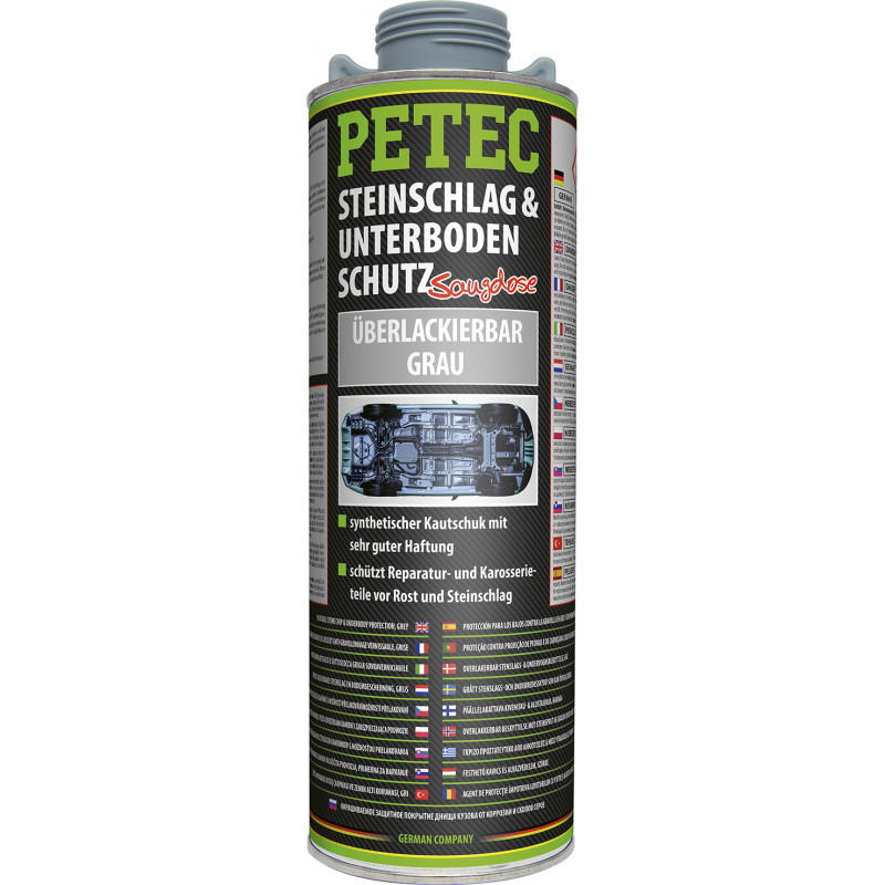 Petec Steinschlagschutz und Unterbodenschutz Spray überlackierbar Grau Saugdose 1 Liter