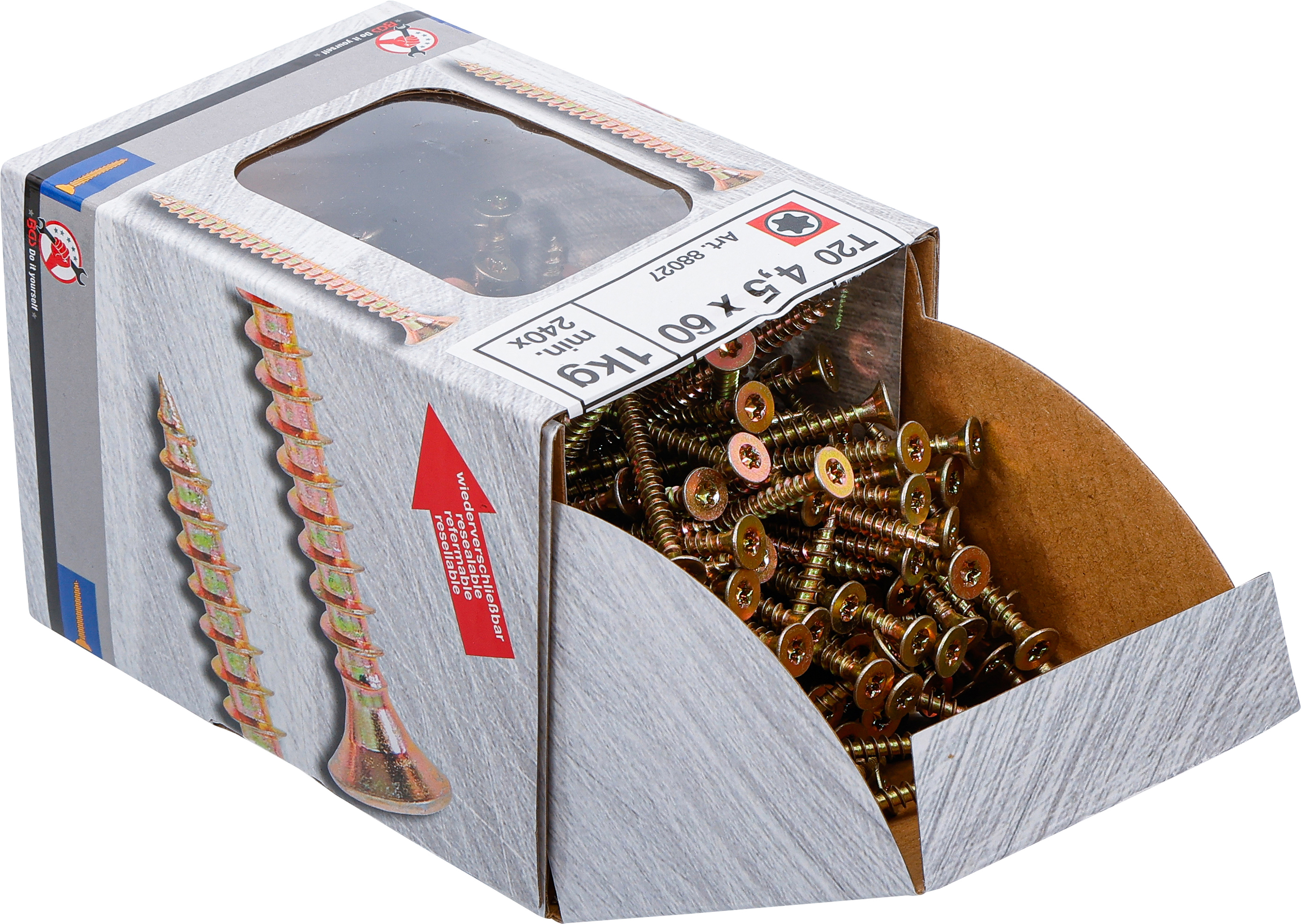 BGS Mehrzweckschrauben | T-Profil ( für Torx) T20 | 4,0 x 60 mm | 1 kg / 240 Stück
