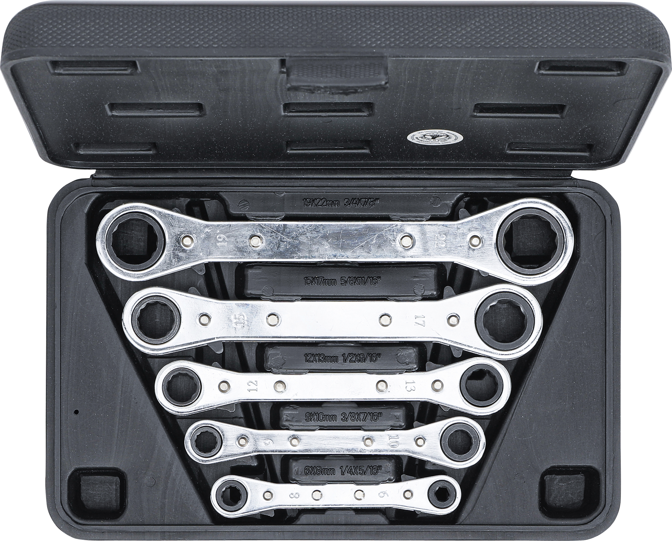 BGS Ratschen-Ringschlüssel-Satz, gerade, umschaltbar | SW 6 x 8 - 19 x 22 mm | 5-tlg.