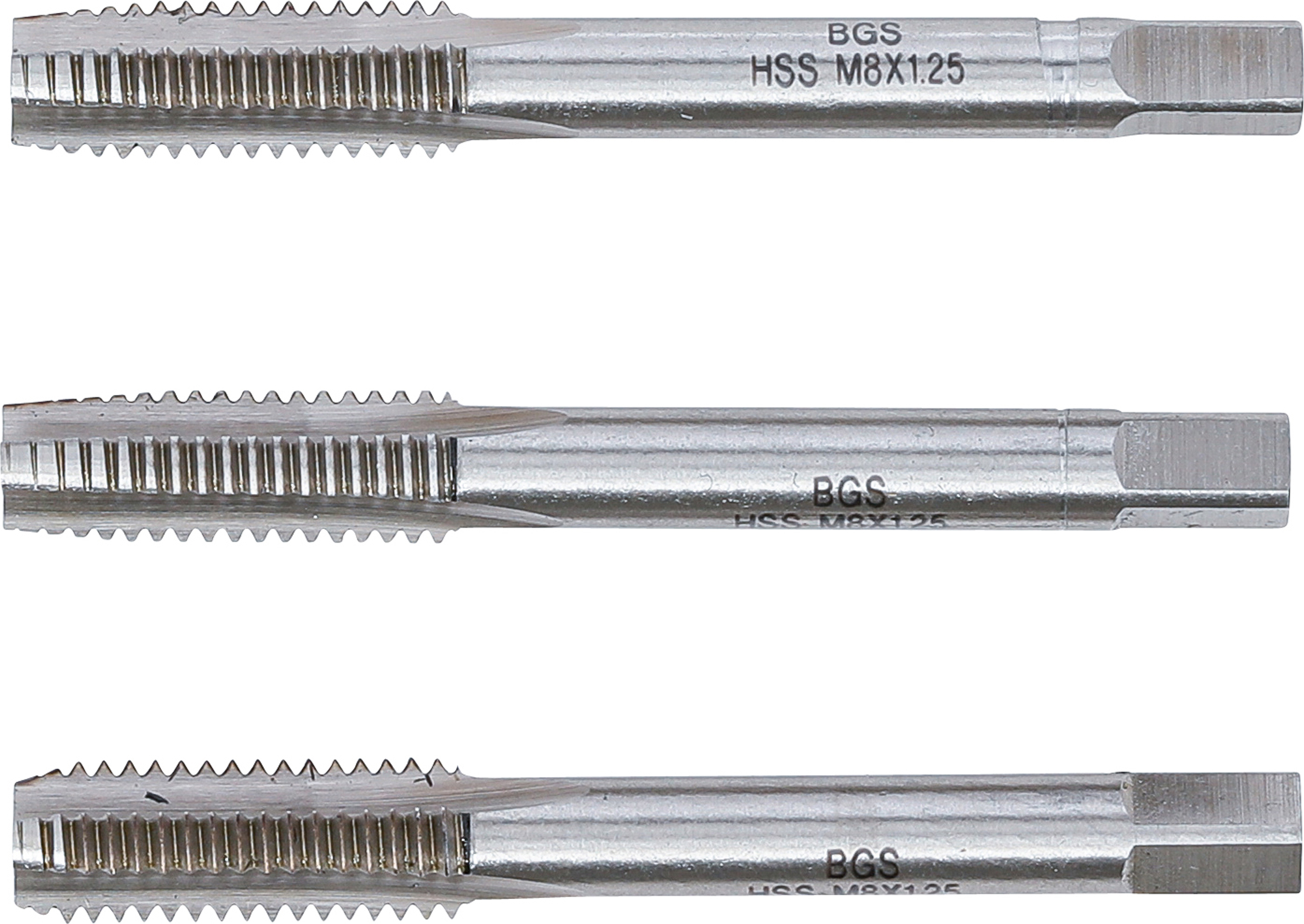 BGS Gewindebohrer-Satz | Vor-, Mittel- und Fertigschneider | HSS-G | M8 x 1,25 | 3-tlg.