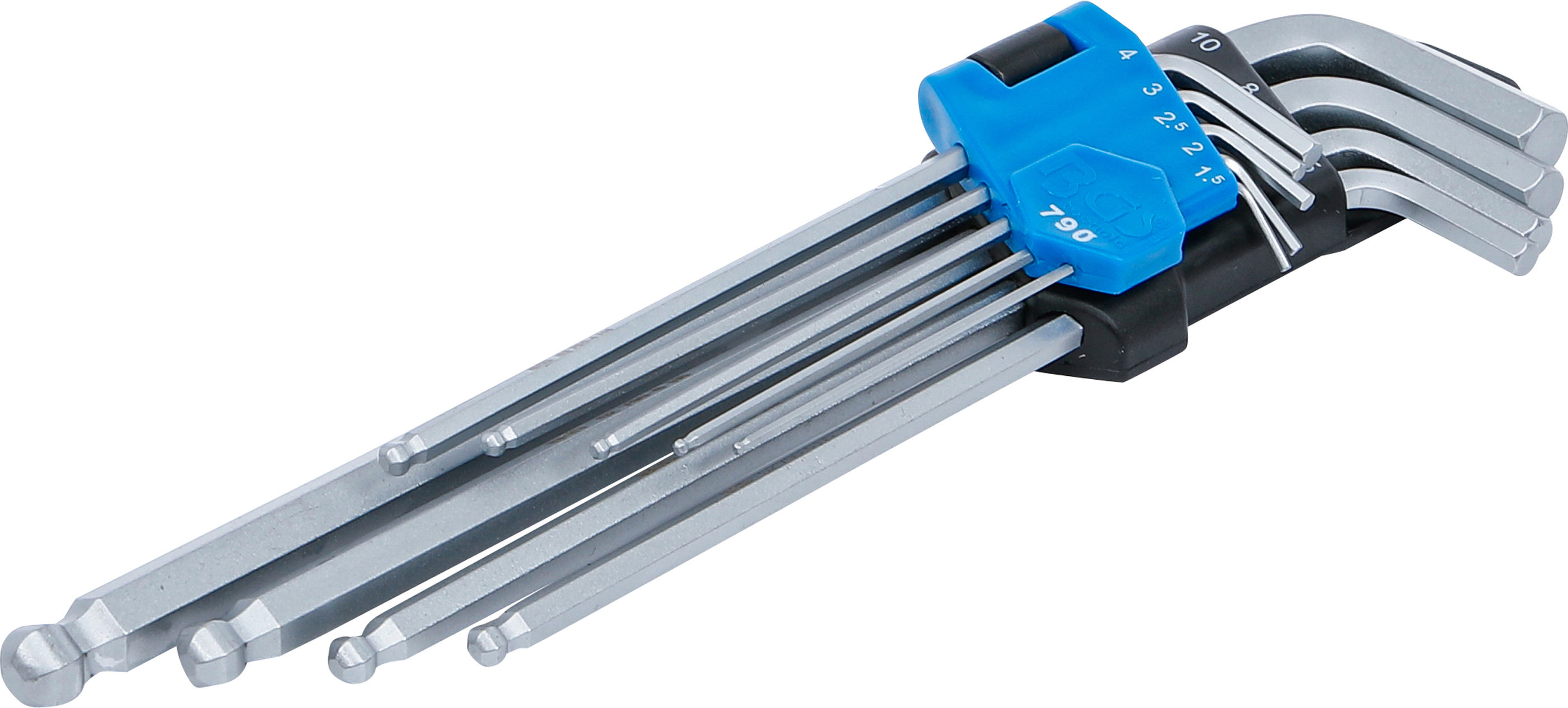 BGS Winkelschlüssel-Satz | extra lang | Innensechskant / Innensechskant mit Kugelkopf 1,5 - 10 mm | 9-tlg.