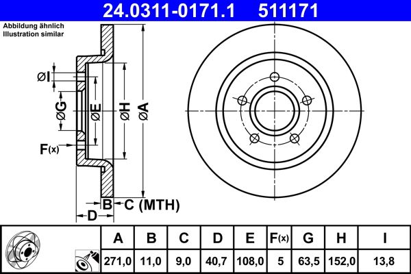 Bremsscheibe “ATE 271 mm, 11 mm, 9 mm”