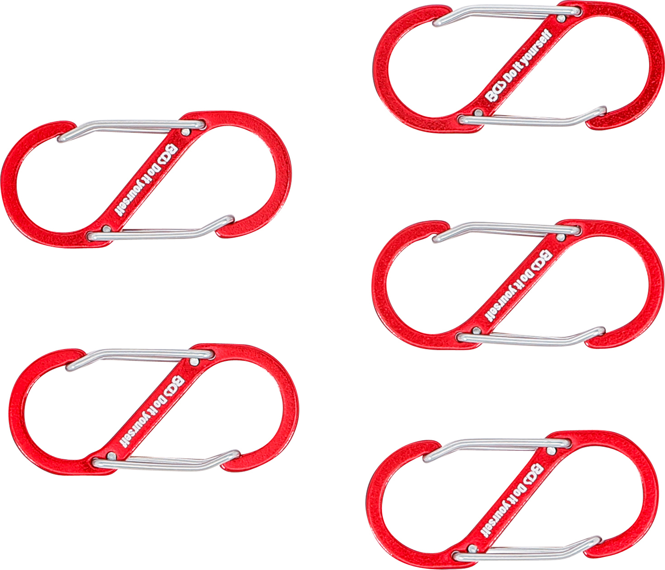 BGS Karabinerhaken-Sortiment mit Doppelöffnung | Aluminium | 5-tlg.