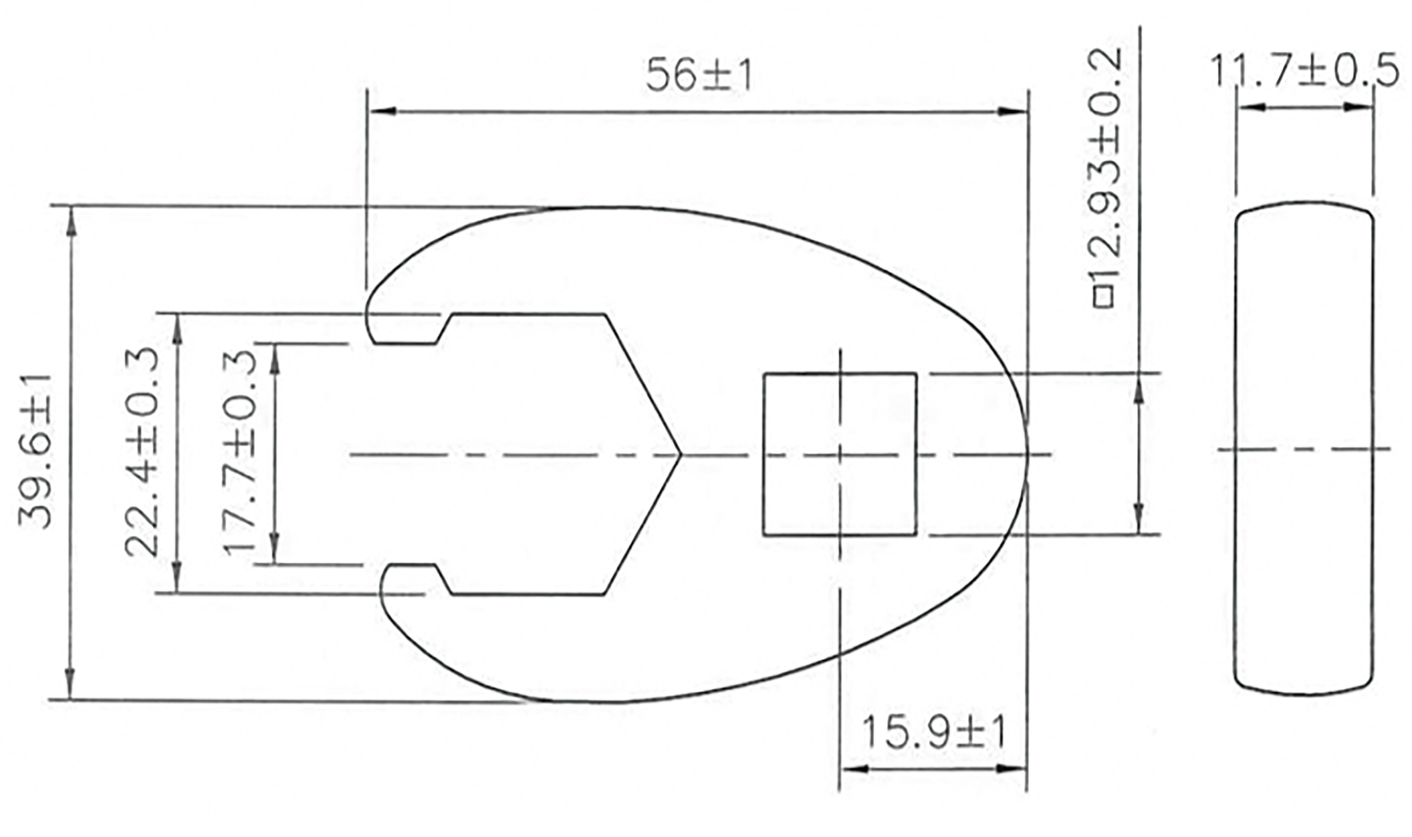 BGS Hahnenfußschlüssel | Antrieb Innenvierkant 12,5 mm (1/2") | SW 22 mm