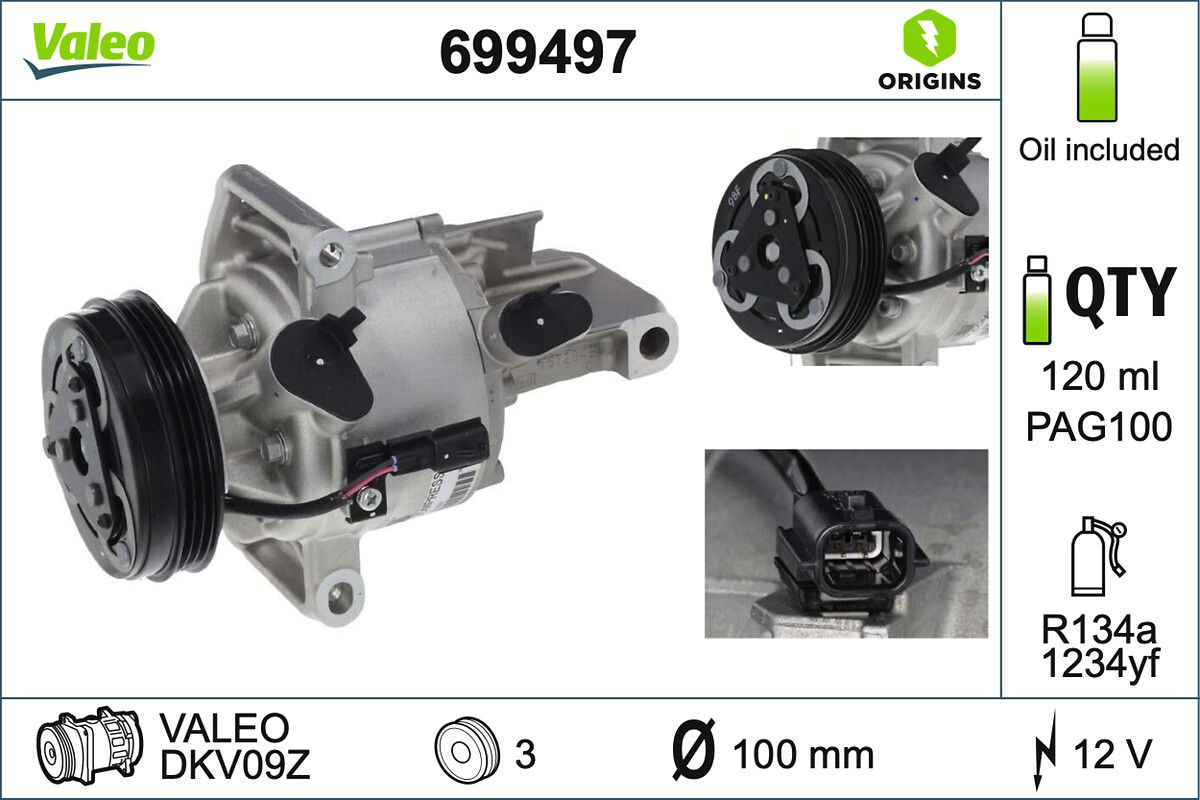 Kompressor, Klimaanlage “VALEO  , DKV09Z , VALEO ”