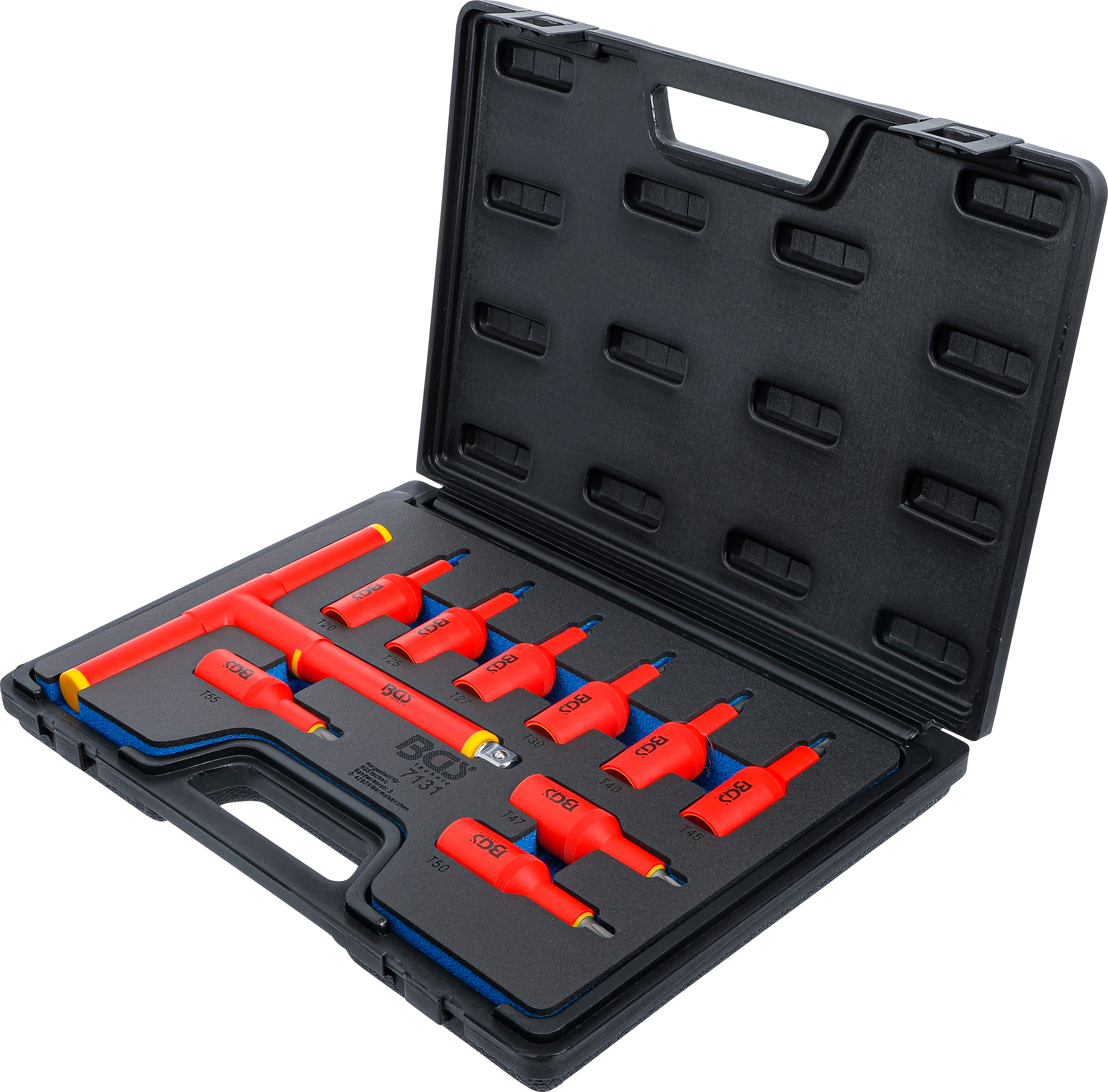 BGS VDE-Bit-Einsatz-Satz | Antrieb Innenvierkant 12,5 mm (1/2") | T-Profil (für Torx) T20 - T55 | 10-tlg.