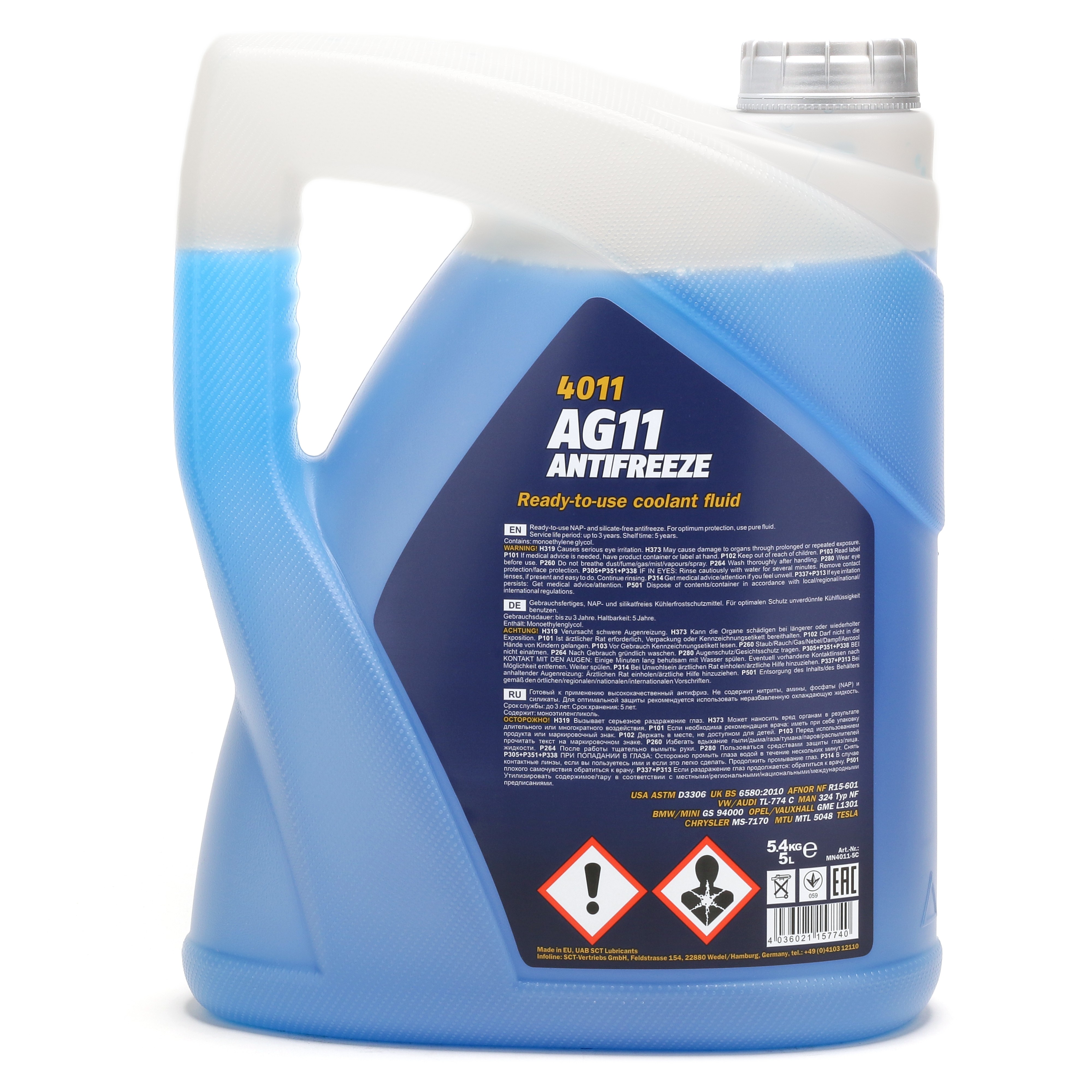 Mannol 4011 Kühlerfrostschutz Antifreeze AG11 Longterm -40 Fertigmischung 5 Liter