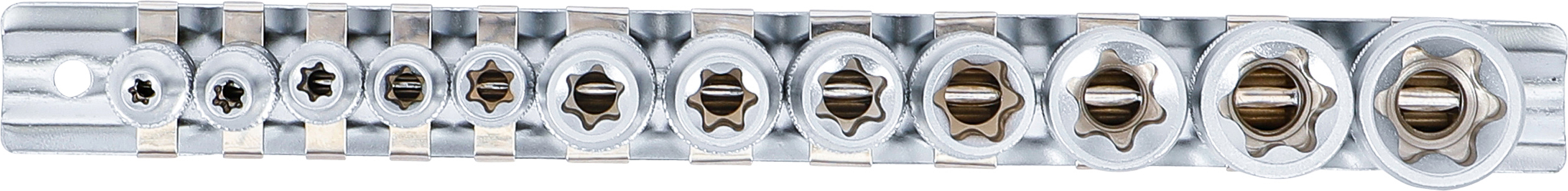 BGS Steckschlüssel-Einsatz-Satz E-Profil | Antrieb Innenvierkant 6,3 mm (1/4") / 10 mm (3/8") | SW E4 - E20 | 12-tlg.