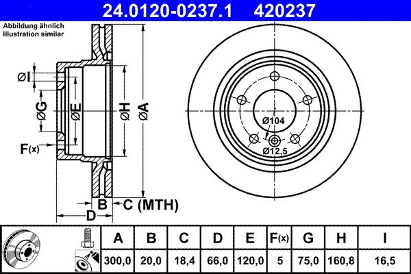 Bremsscheibe 24.0120-0237.1 “ATE 300 mm, 20 mm, 18,4 mm”