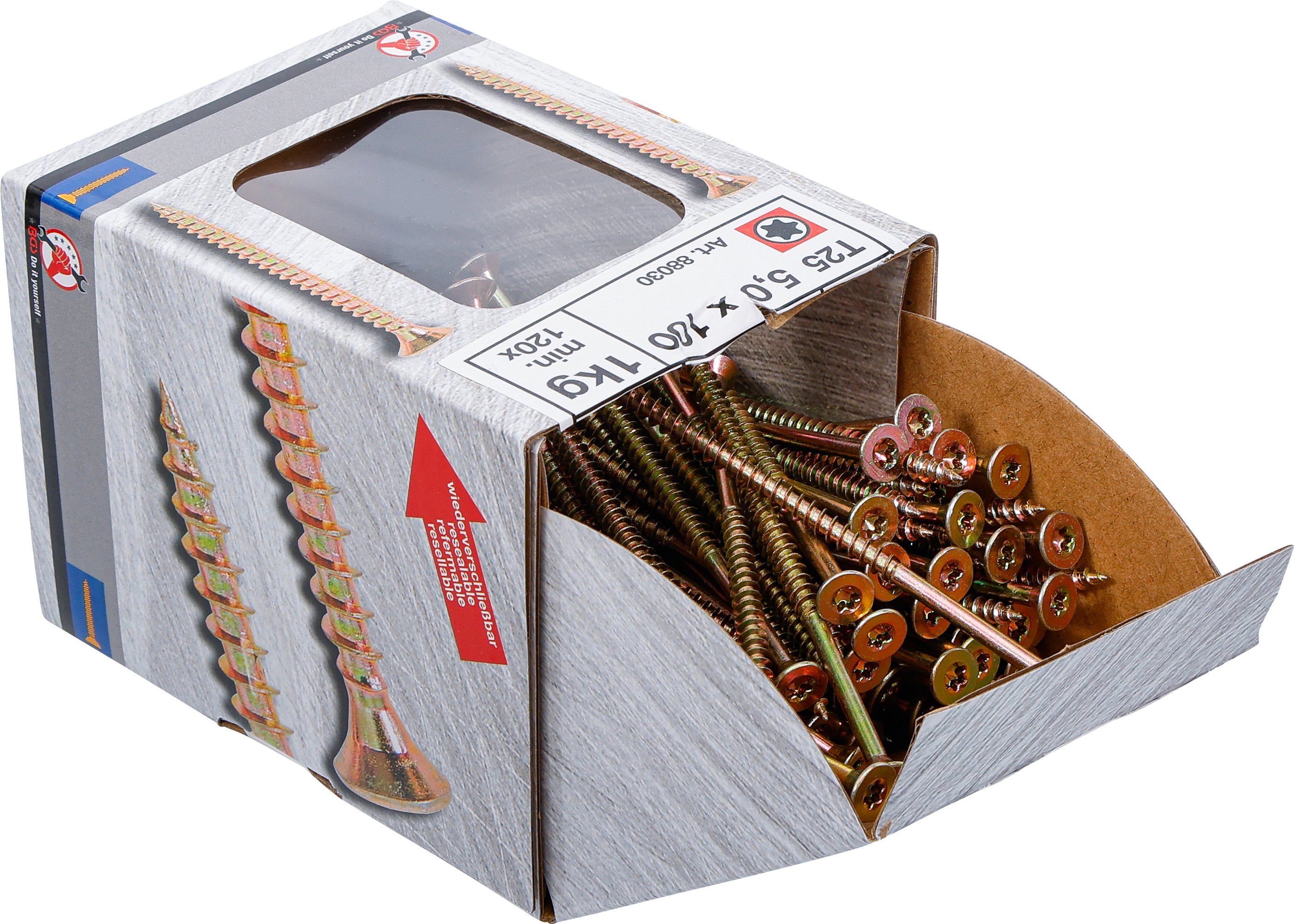 BGS Mehrzweckschrauben | T-Profil ( für Torx) T25 | 5,0 x 100 mm | 1 kg / 120 Stück