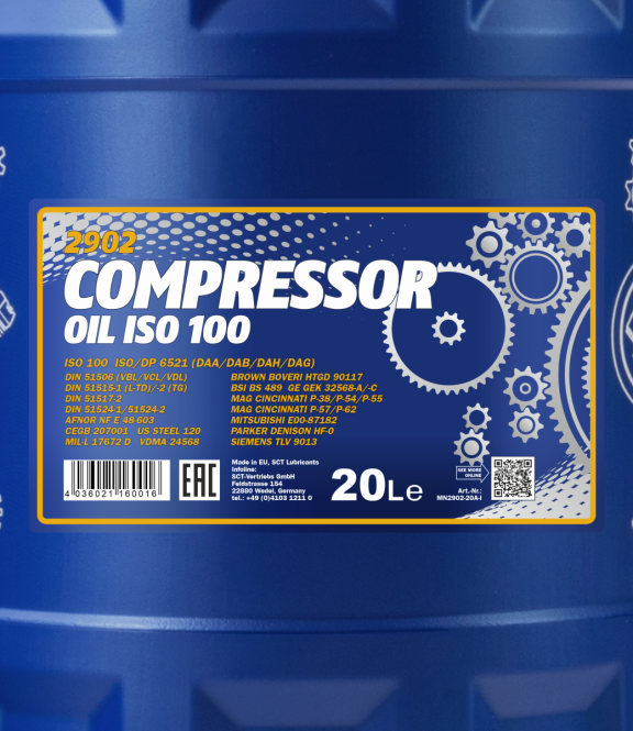 Mannol 2902 Compressor Oil ISO 100 Kompressoröl 20 Liter