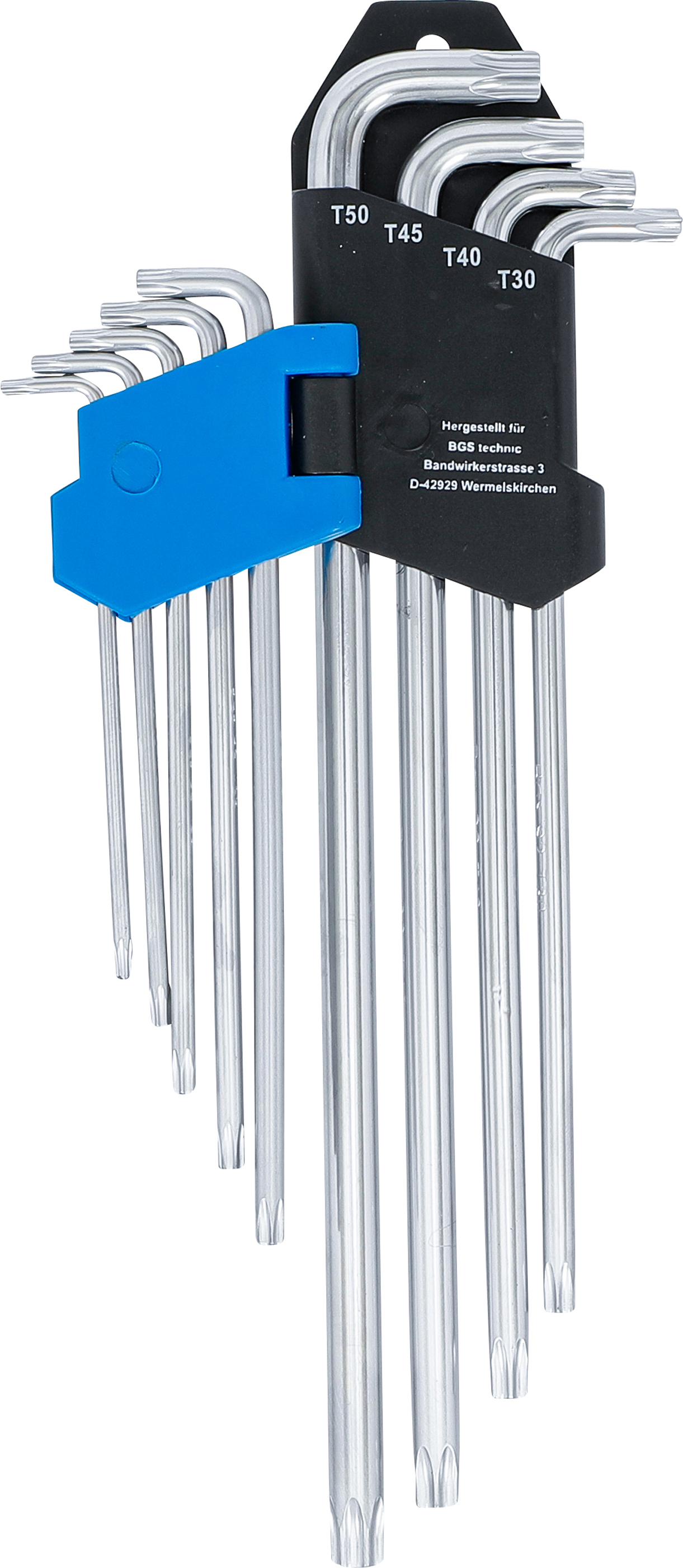 BGS Winkelschlüssel-Satz | extra lang + extra kurz | T-Profil (für Torx) T10 - T50 | 9-tlg.