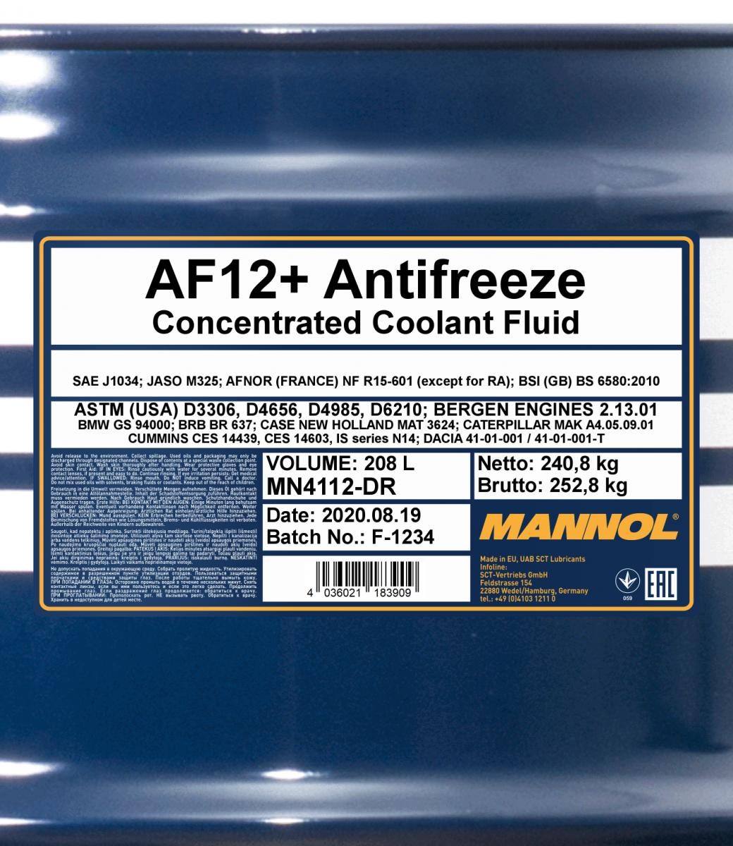 Mannol 4112 Kühlerfrostschutz Antifreeze AF12+ Longlife Konzentrat 60 Liter