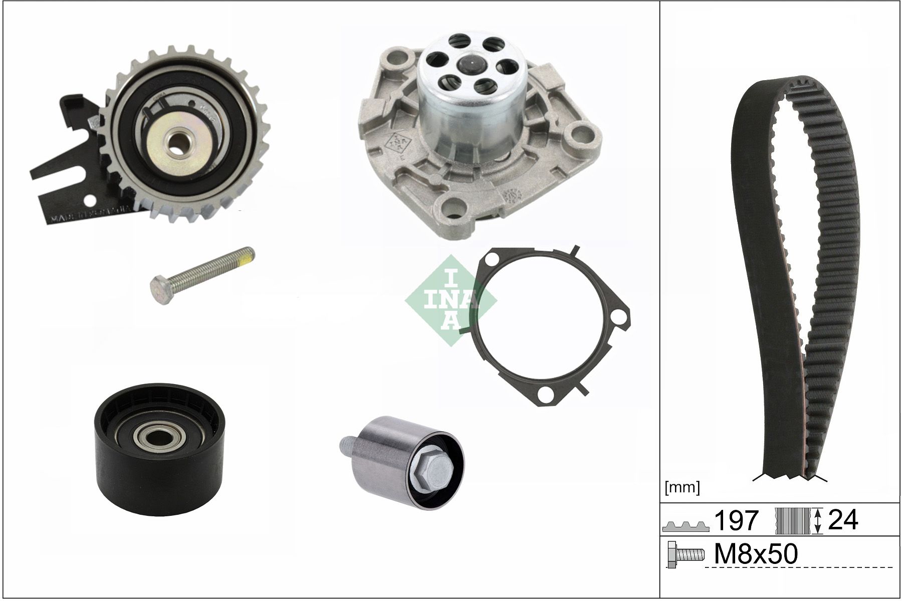 Wasserpumpe + Zahnriemensatz 530 0967 30 “Schaeffler INA 24 mm”