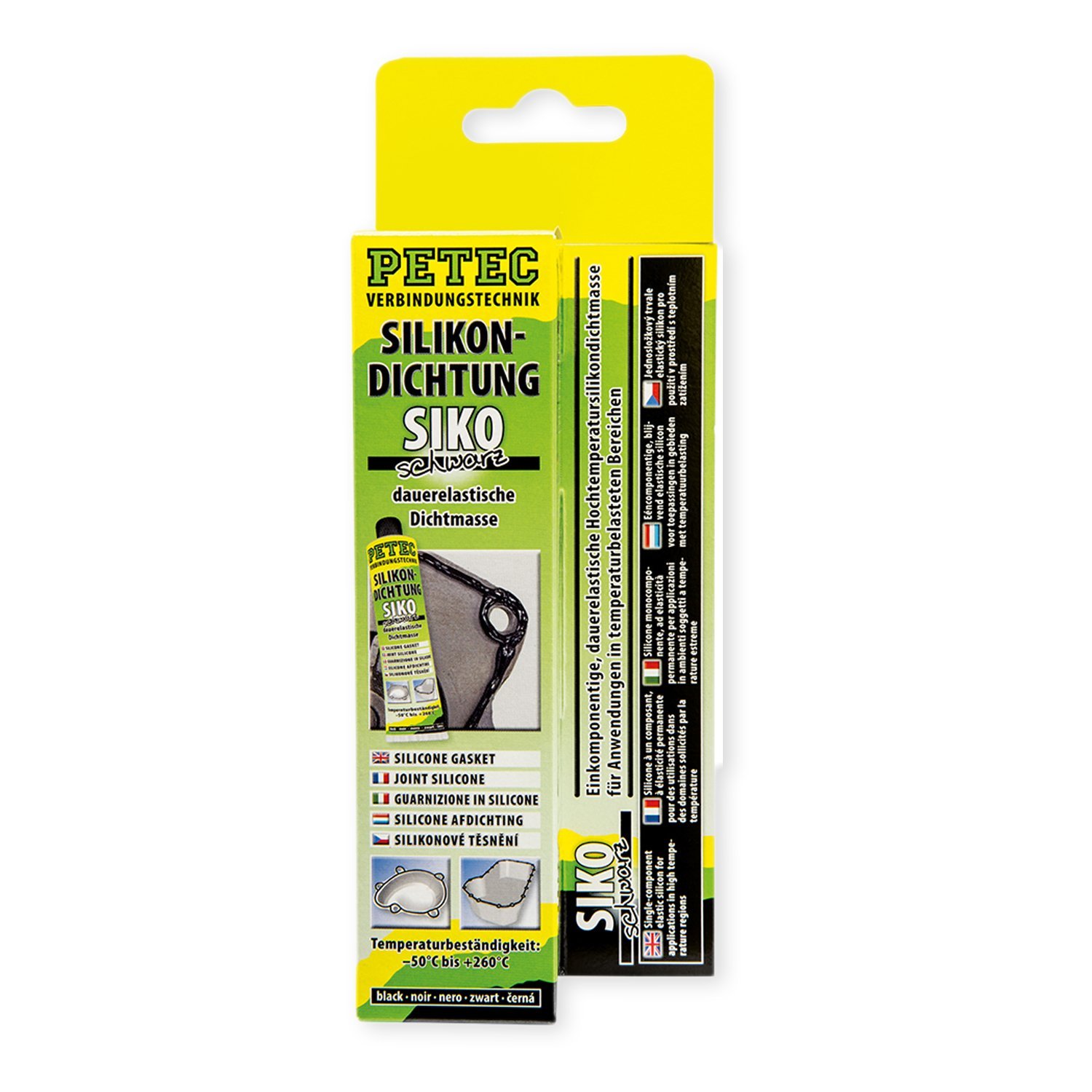 Petec Hochtemperatursilikon SIKO schwarz 70 ml Tube