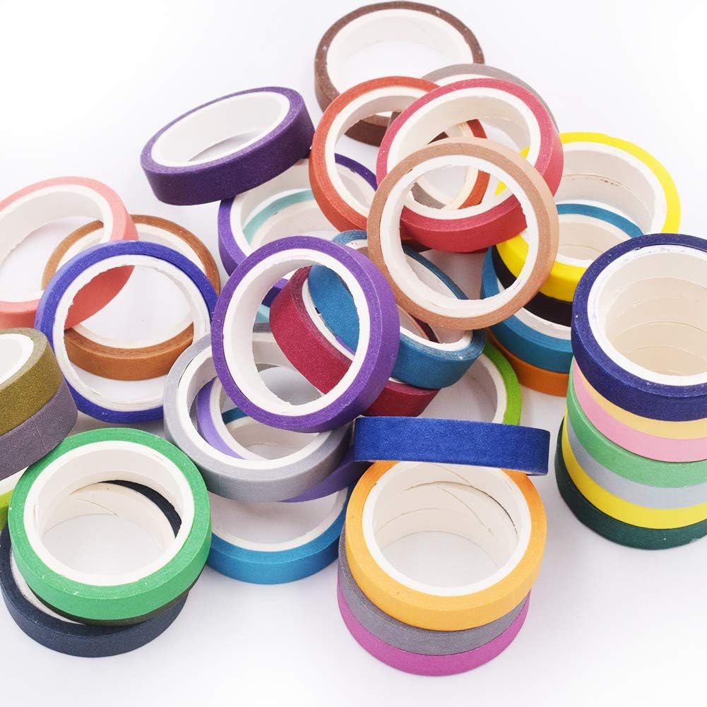 INTVN 40 Rollen Washi Tape Set, buntes dekoratives Washi Masking Tape, Früher Regenbogen Farbaufkleber Dekoratives Masking Tape für Scrapbook DIY Hand
